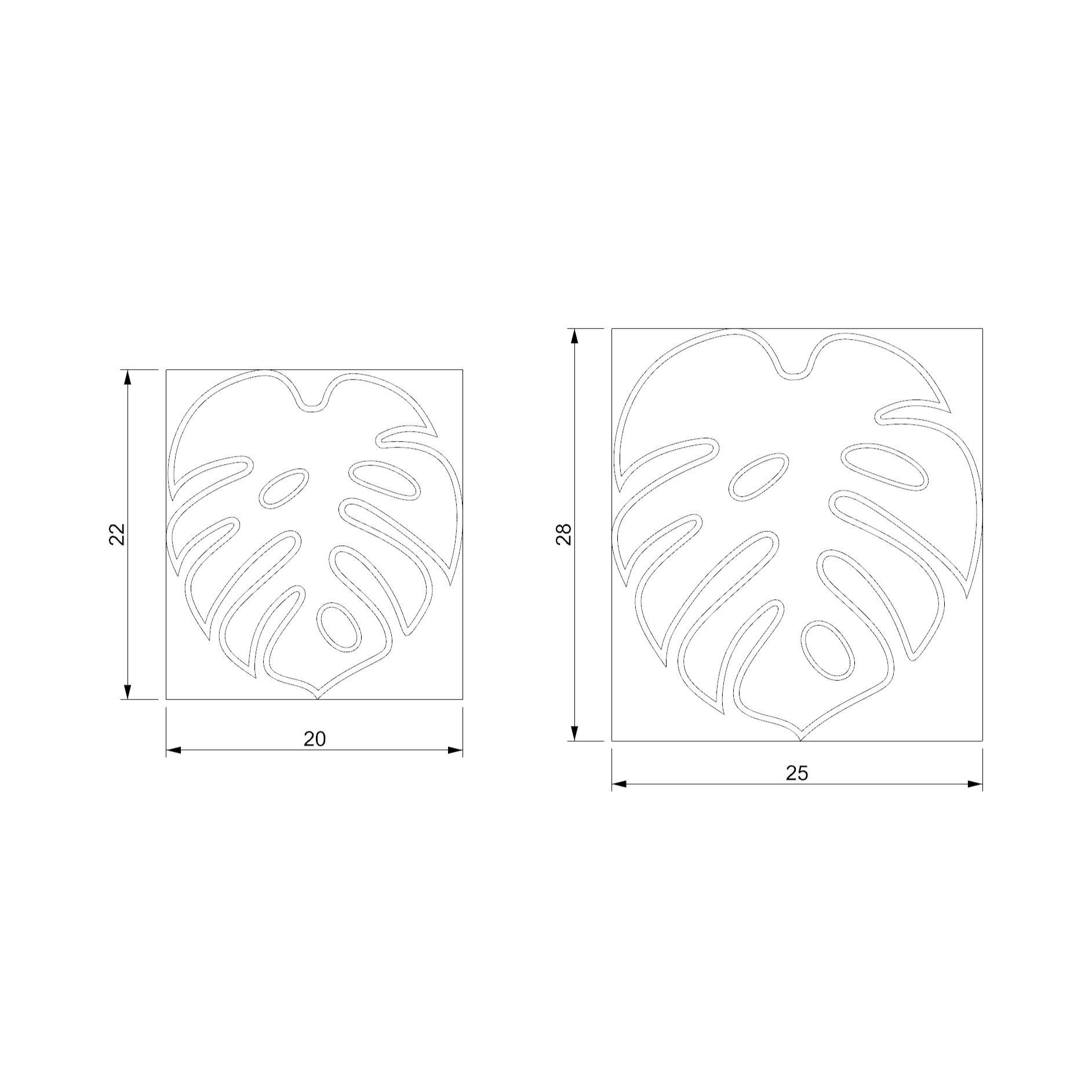 Monstera Yaprağı Ahşap Baz model1