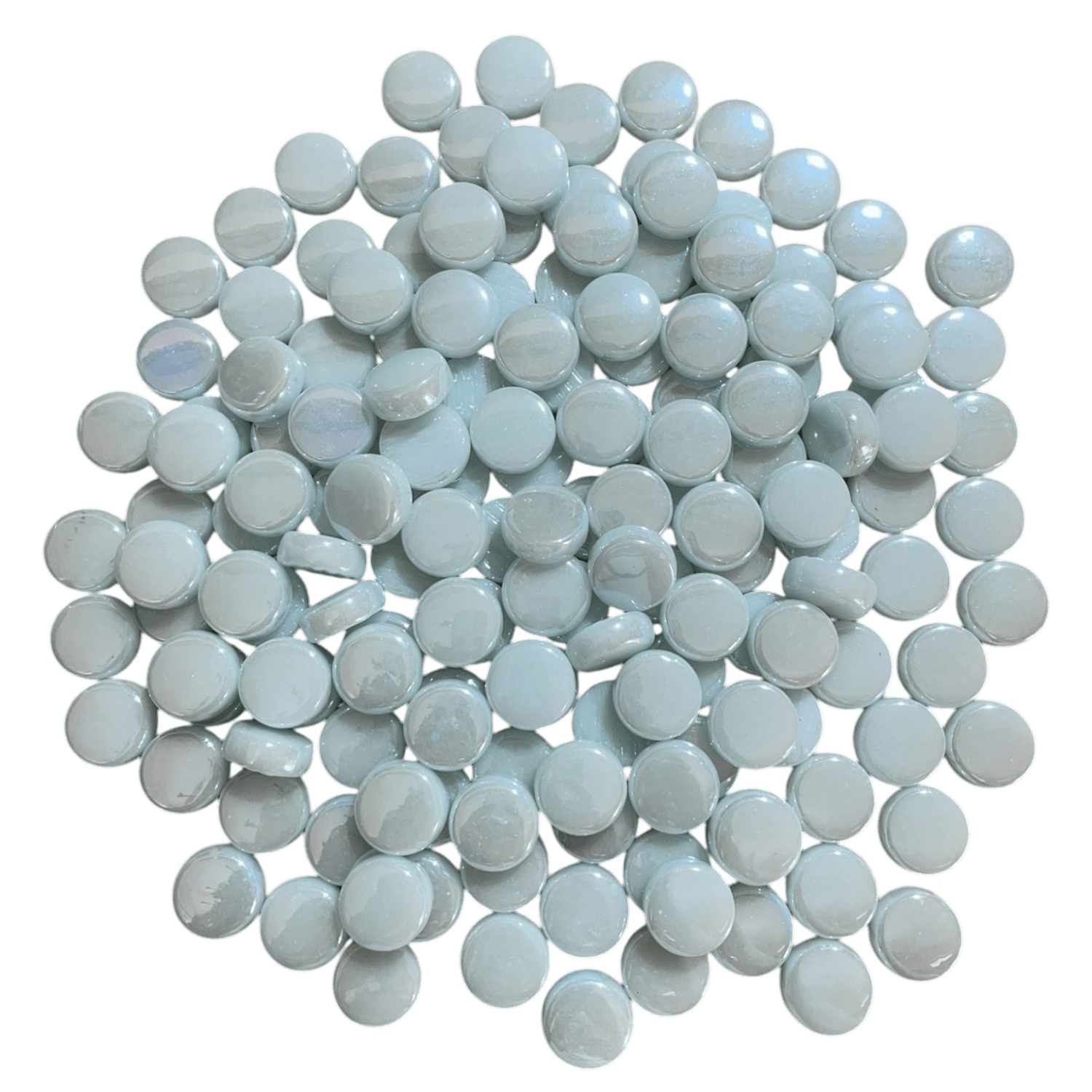 BİTİRİYORUZ! Cam Mozaik 1 kg - Beyaz Yuvarlak (20mm çap 8 mm kalınlık)