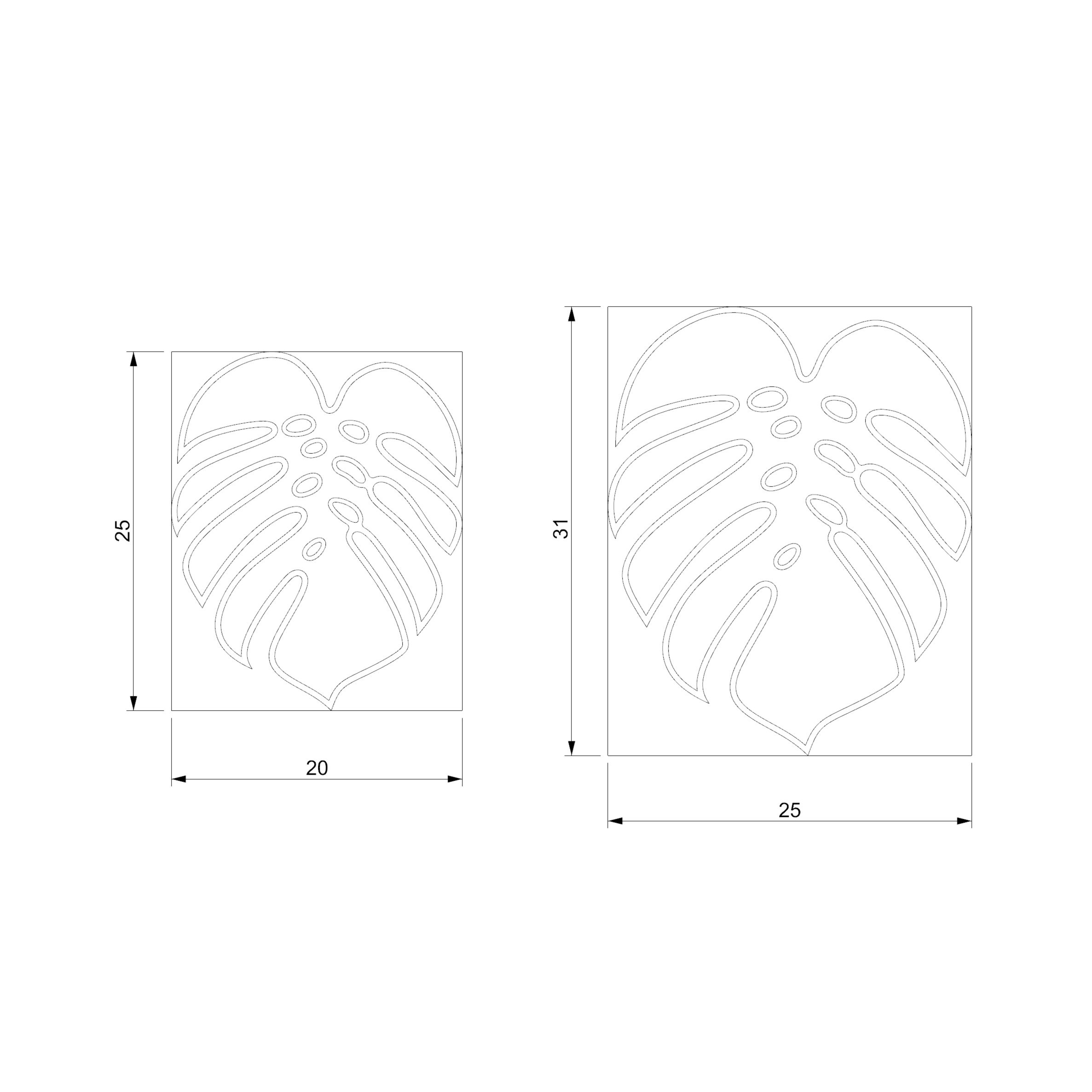 Monstera Yaprağı Ahşap Baz model3