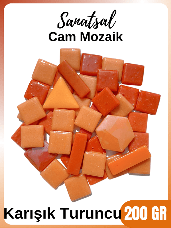 Turuncu Tonları Karışık Cam Mozaik