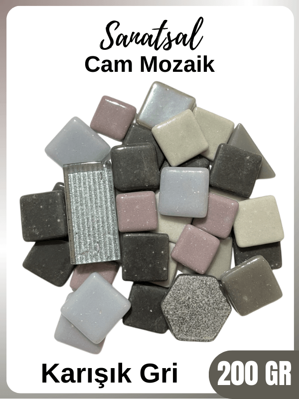 Gri Tonları Karışık Cam Mozaik - 200 gram