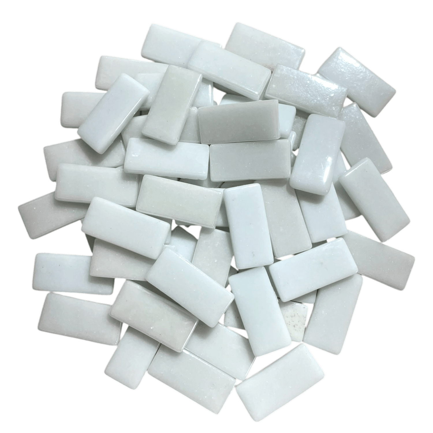 BİTİRİYORUZ! Cam Mozaik 1 kg - Beyaz (25x50mm 6mm kalınlık)