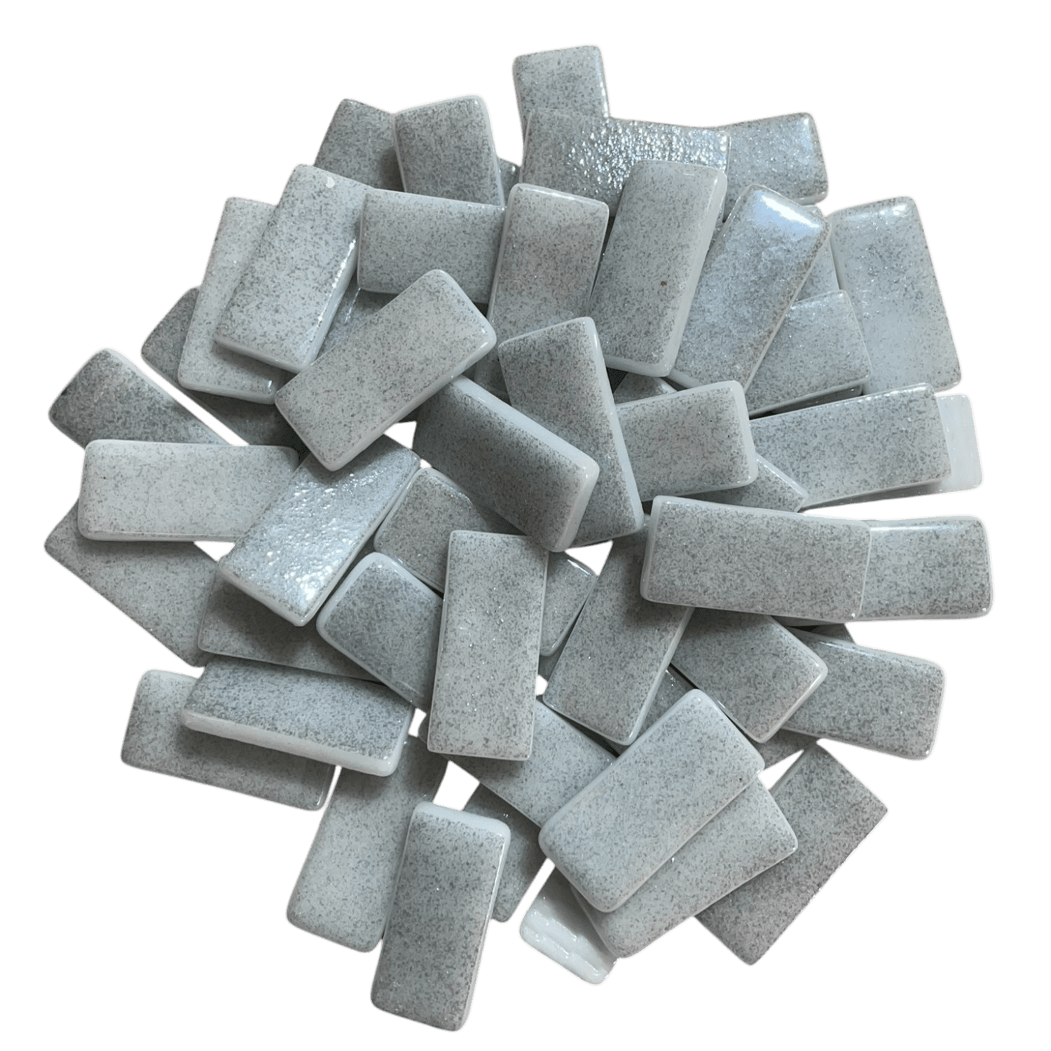 BİTİRİYORUZ! Cam Mozaik 1 kg - Açık Gri (25x50mm 6 mm kalınlık)