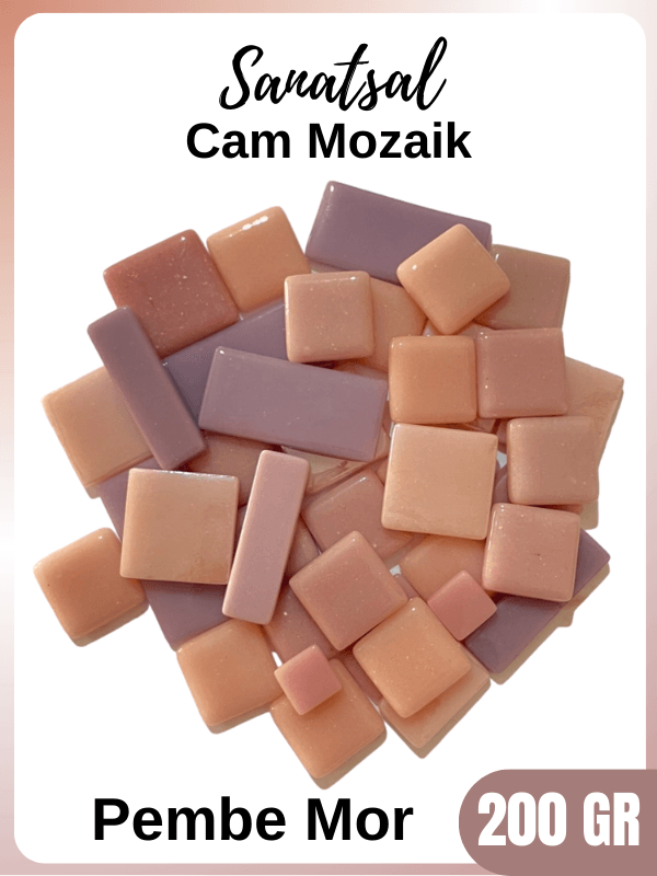 Pembe Mor Tonları Karışık Cam Mozaik