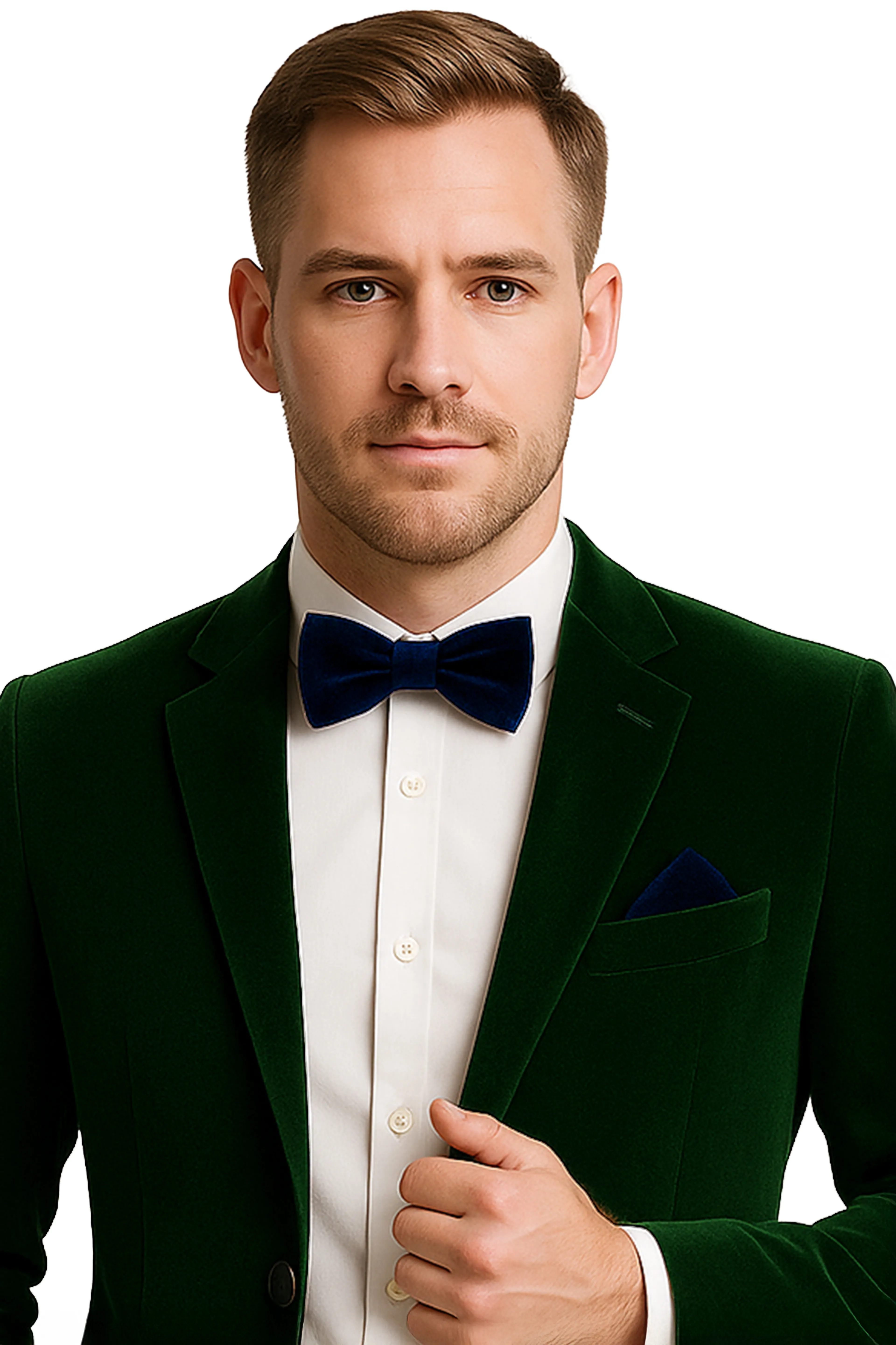 Erkek Kadife Papyon ve Mendil Seti 14 Yaş ve Üzeri - Lacivert