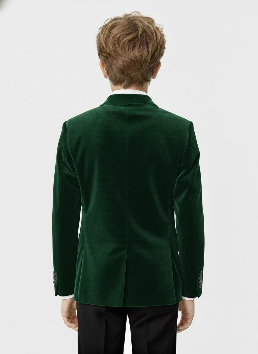 Erkek Çocuk Kadife Tek Blazer Ceket - Yeşil