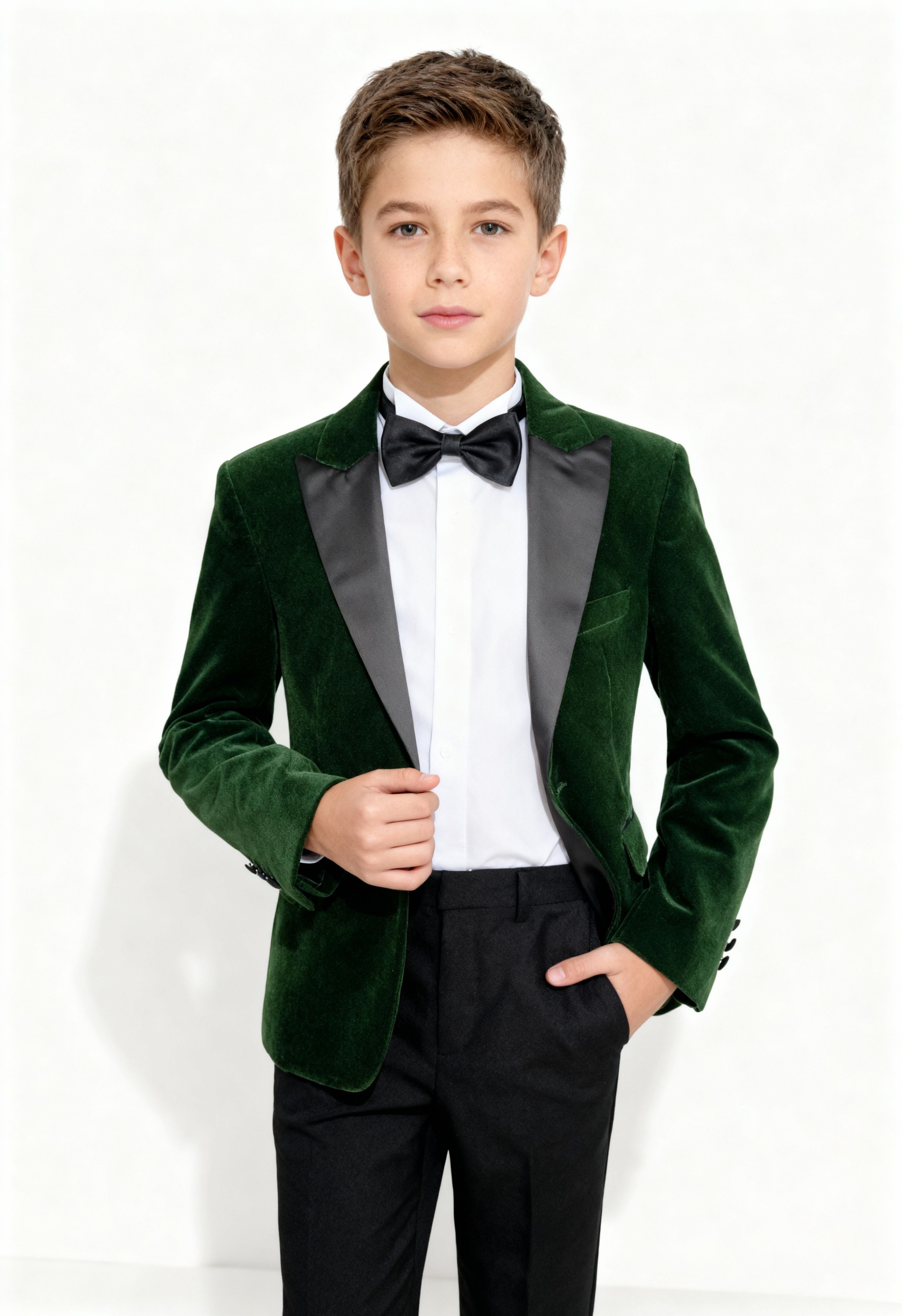 Erkek Çocuk Kadife Damatlık Blazer Ceket  - Yeşil