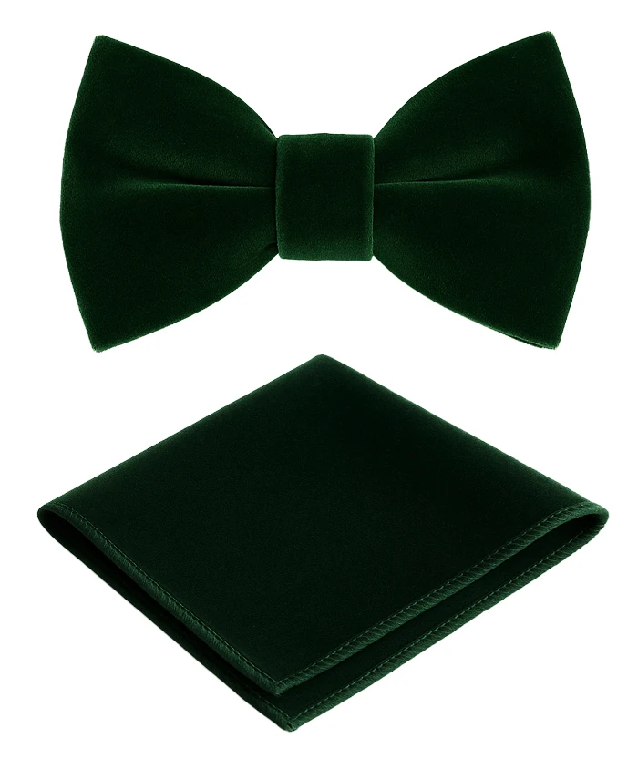 Erkek Kadife Papyon ve Mendil Seti 14 Yaş ve Üzeri - Yeşil
