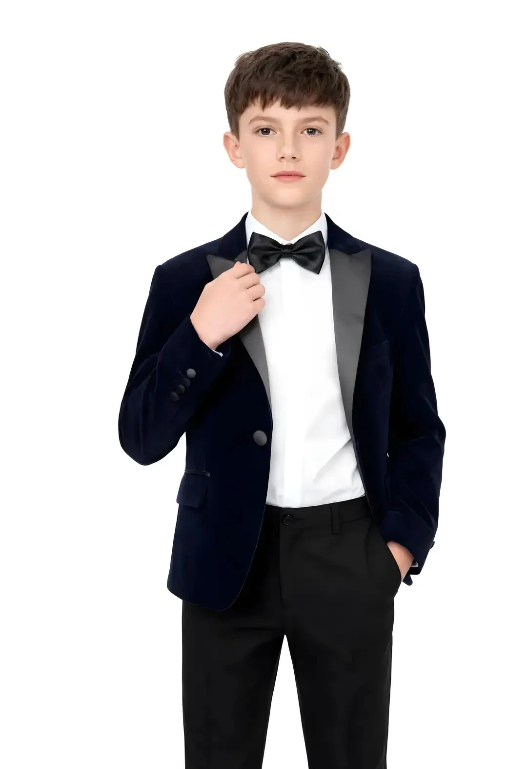 Erkek Çocuk Kadife Damatlık Blazer Ceket  - Lacivert