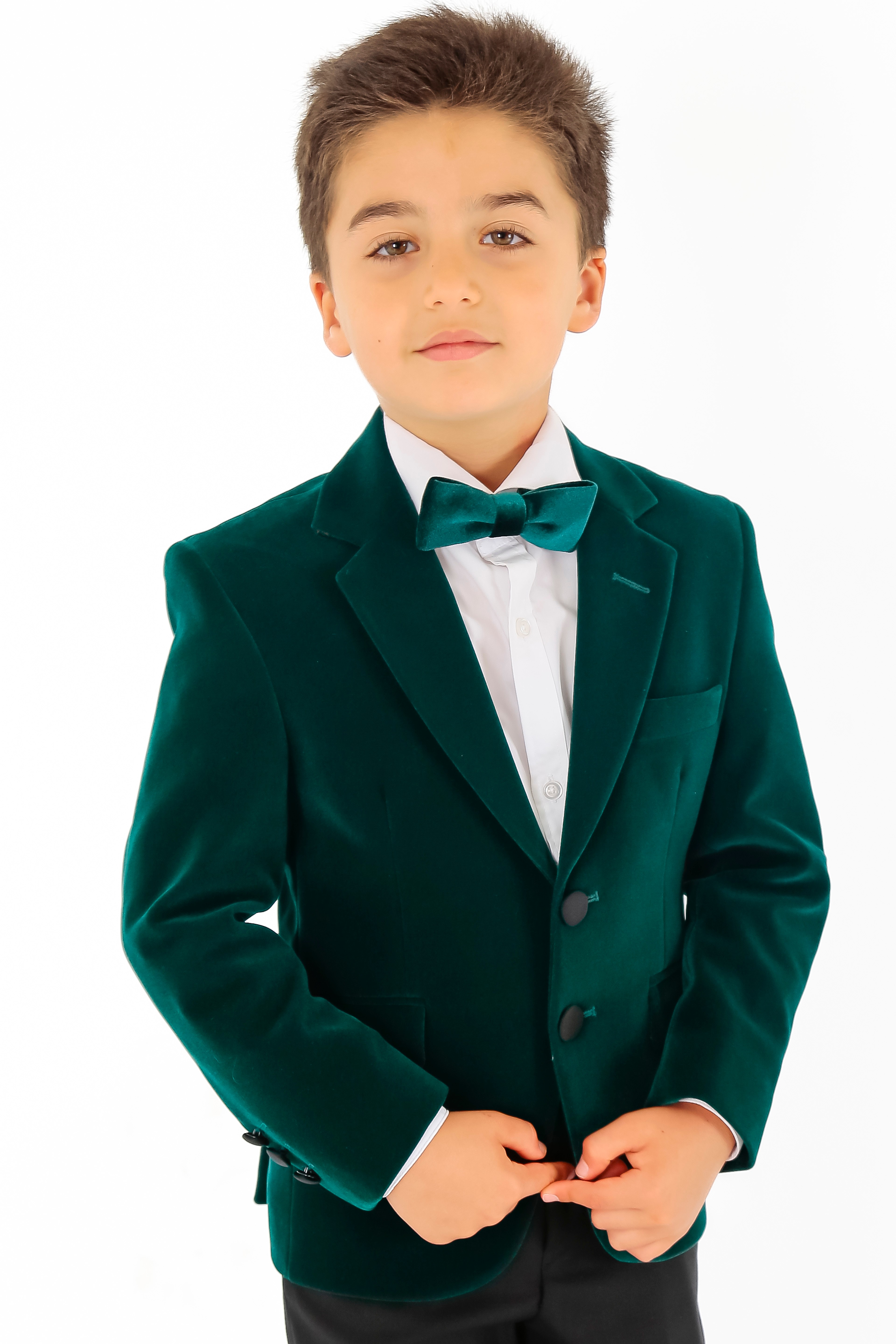 Erkek Çocuk Kadife Tek Blazer Ceket - Yeşil