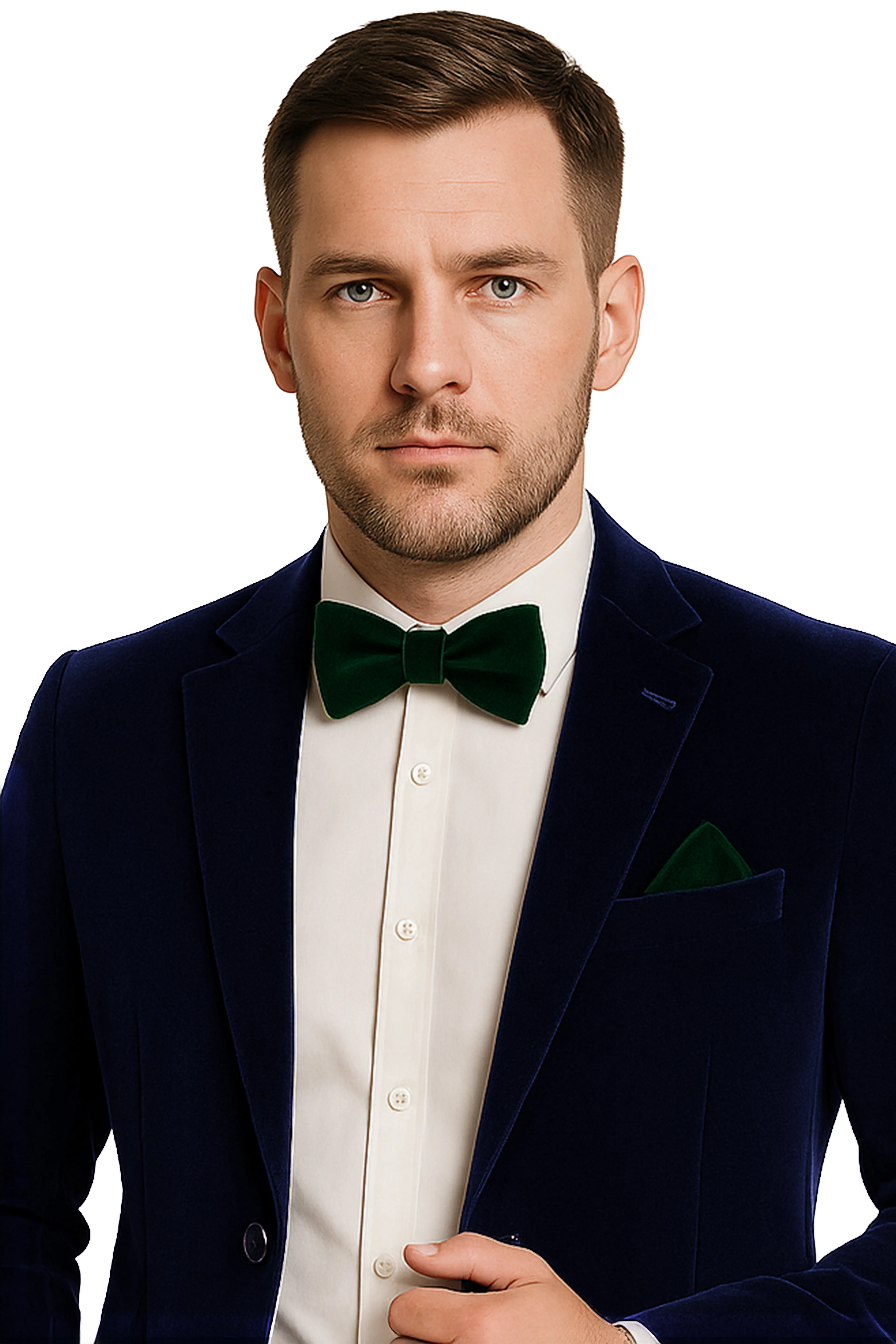 Erkek Kadife Papyon ve Mendil Seti 14 Yaş ve Üzeri - Yeşil