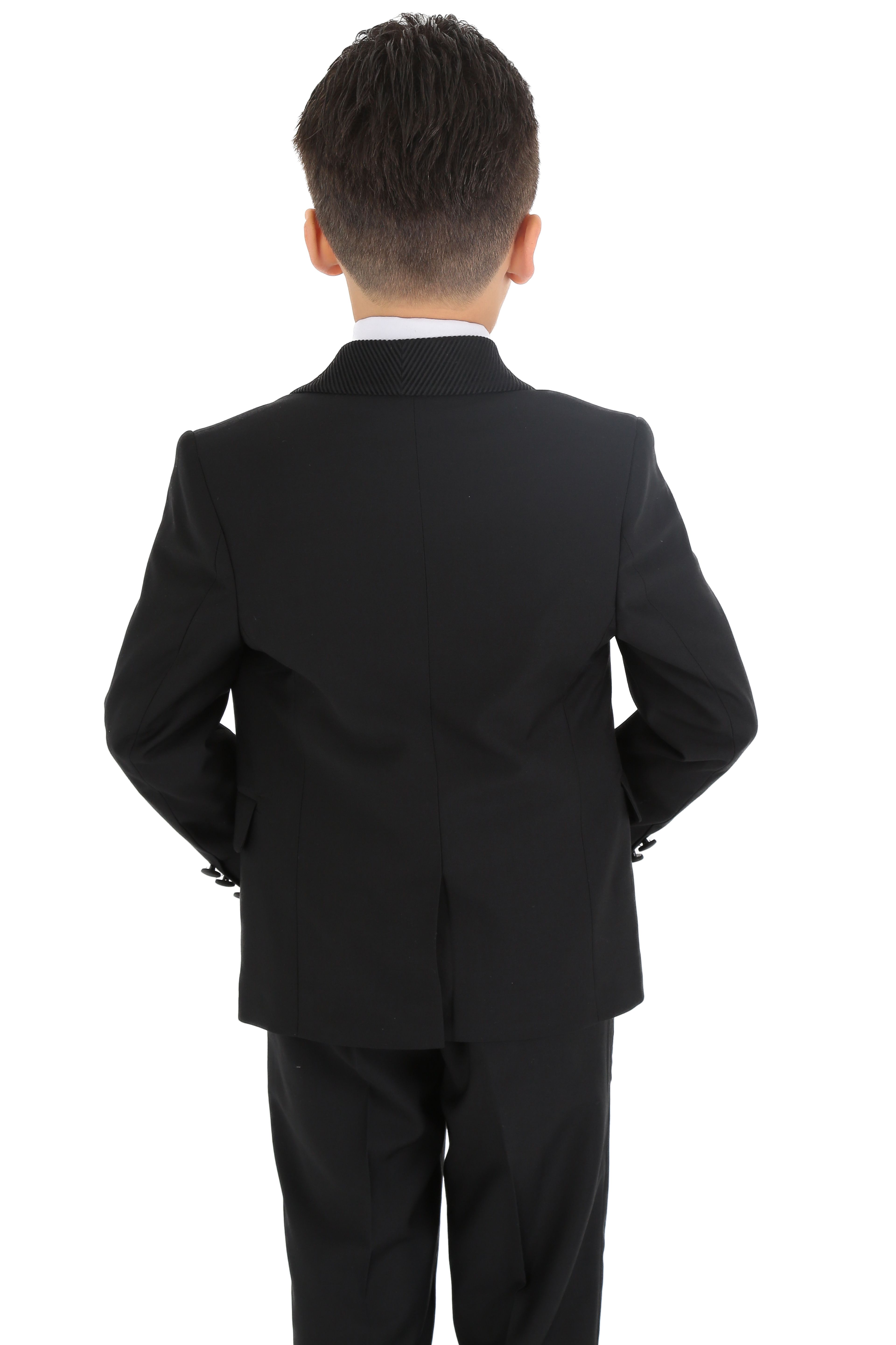 Erkek Çocuk Damatlık Şal Kadife Yaka 3 Parça Takım Elbise - Siyah