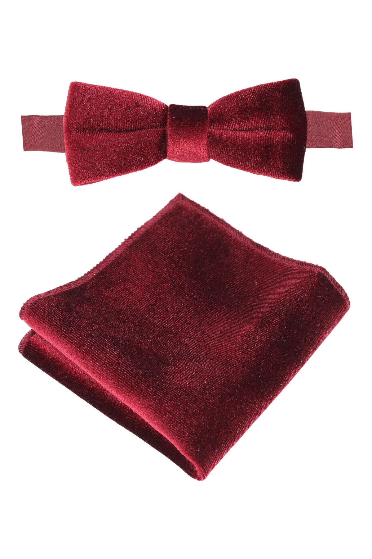 Kadife Bordo Papyon ve Mendil Seti 11cm x 5.5 cm
