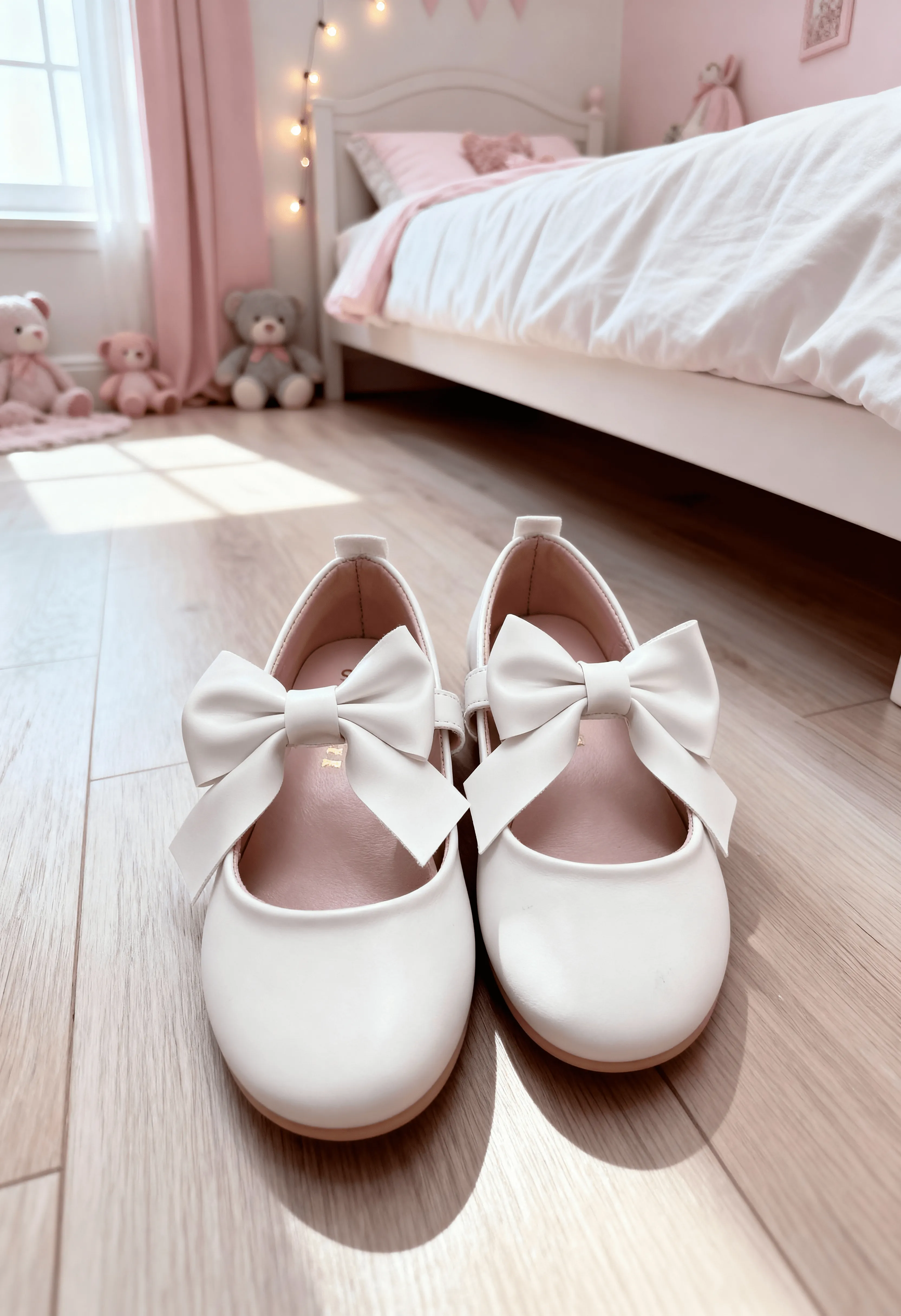 Kız Çocuk Amira Cırt Cırtlı Fiyoklu Babet Ayakkabı - Mat Beyaz