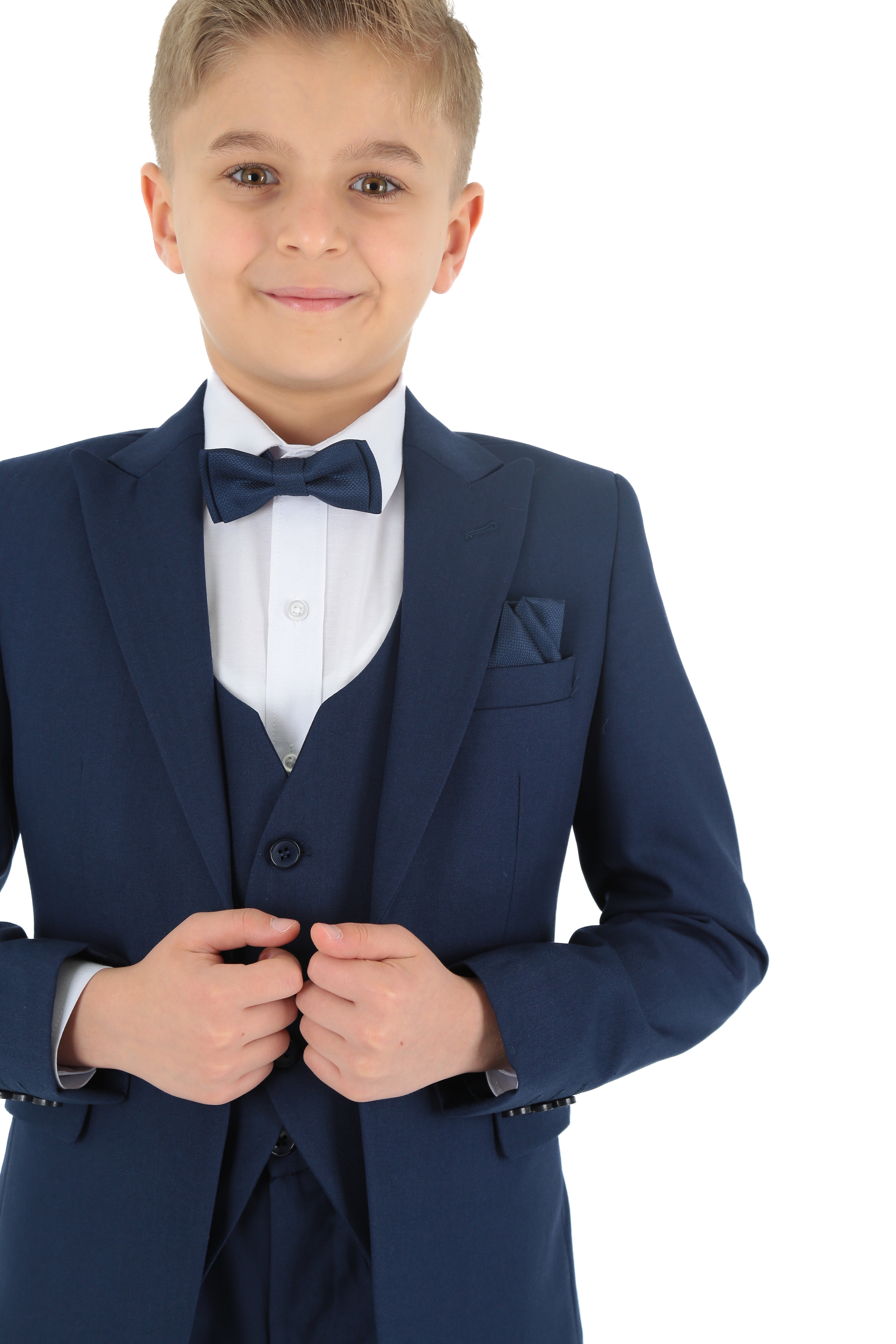1-15 Yaş Erkek Çocuk King Özel Tasarım Takım Elbise 6 Parça - Indıgo