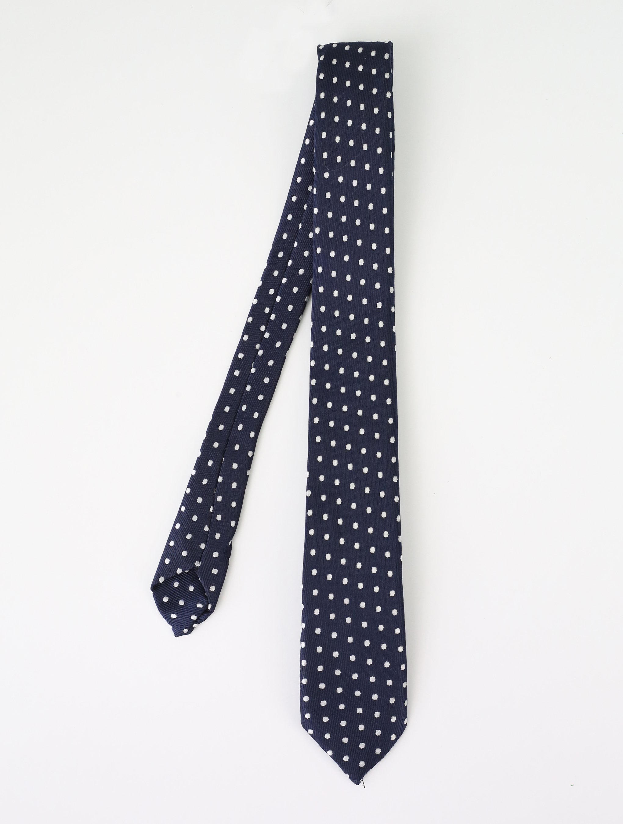 Erkek çocuk kalın gümüş puantiyeli lacivert kravat  2-13 Yas - 123x4cm