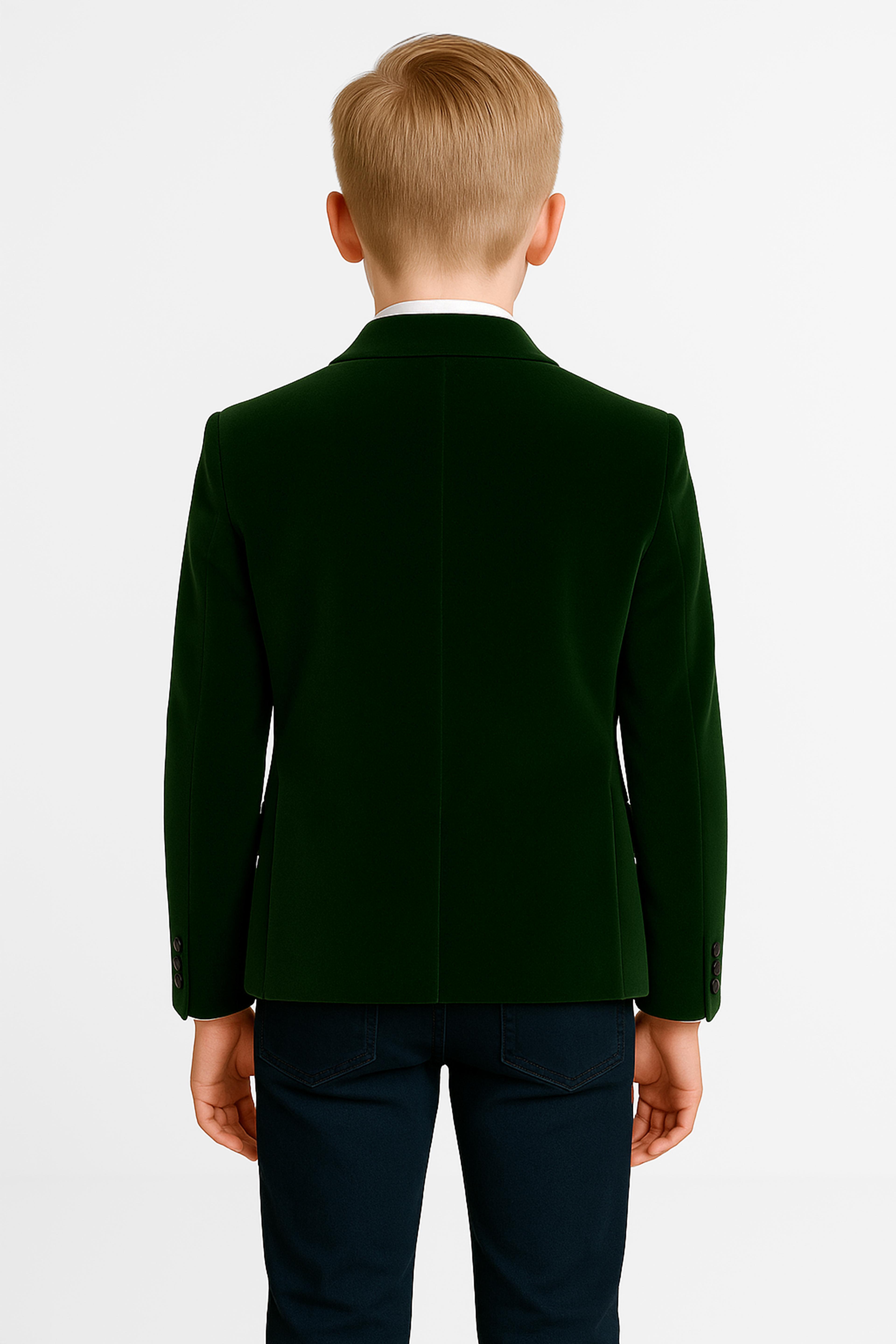 Erkek Çocuk Kadife Tek Blazer Ceket - Yeşil