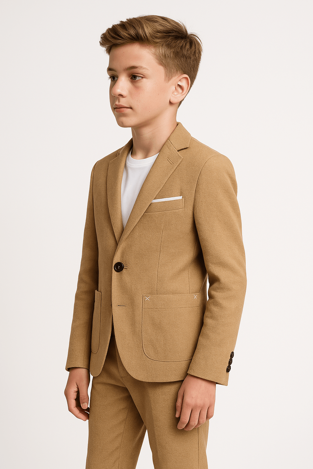 Erkek Çocuk Yazlık Keten Takım Elbise – 2 Parça, Lastikli ve Bağcıklı Pantolonlu