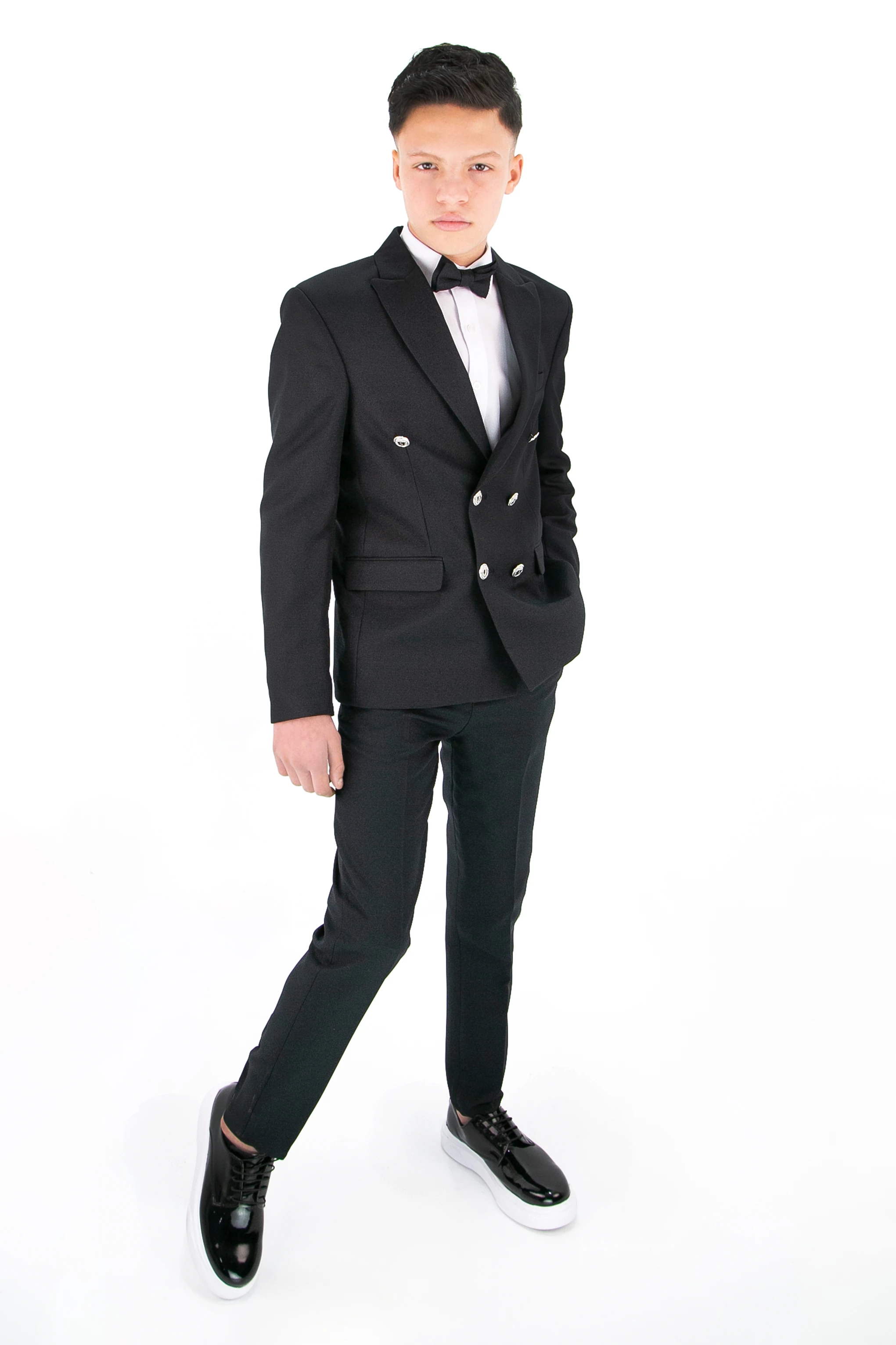 Erkek Çocuk Klasik Kruvaze 4 Parça Takım Elbise - Siyah