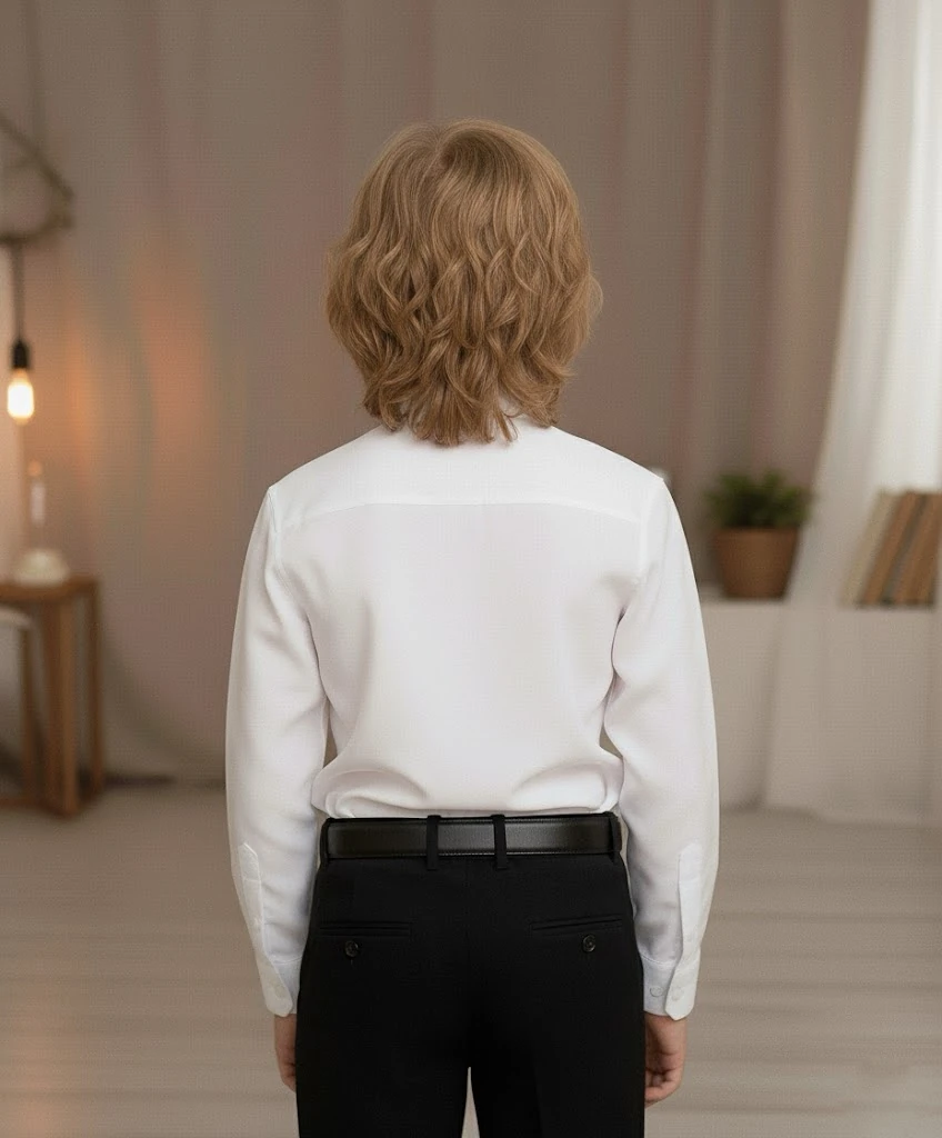 Erkek Çocuk Düz Yaka Klasik Beyaz Gömlek 