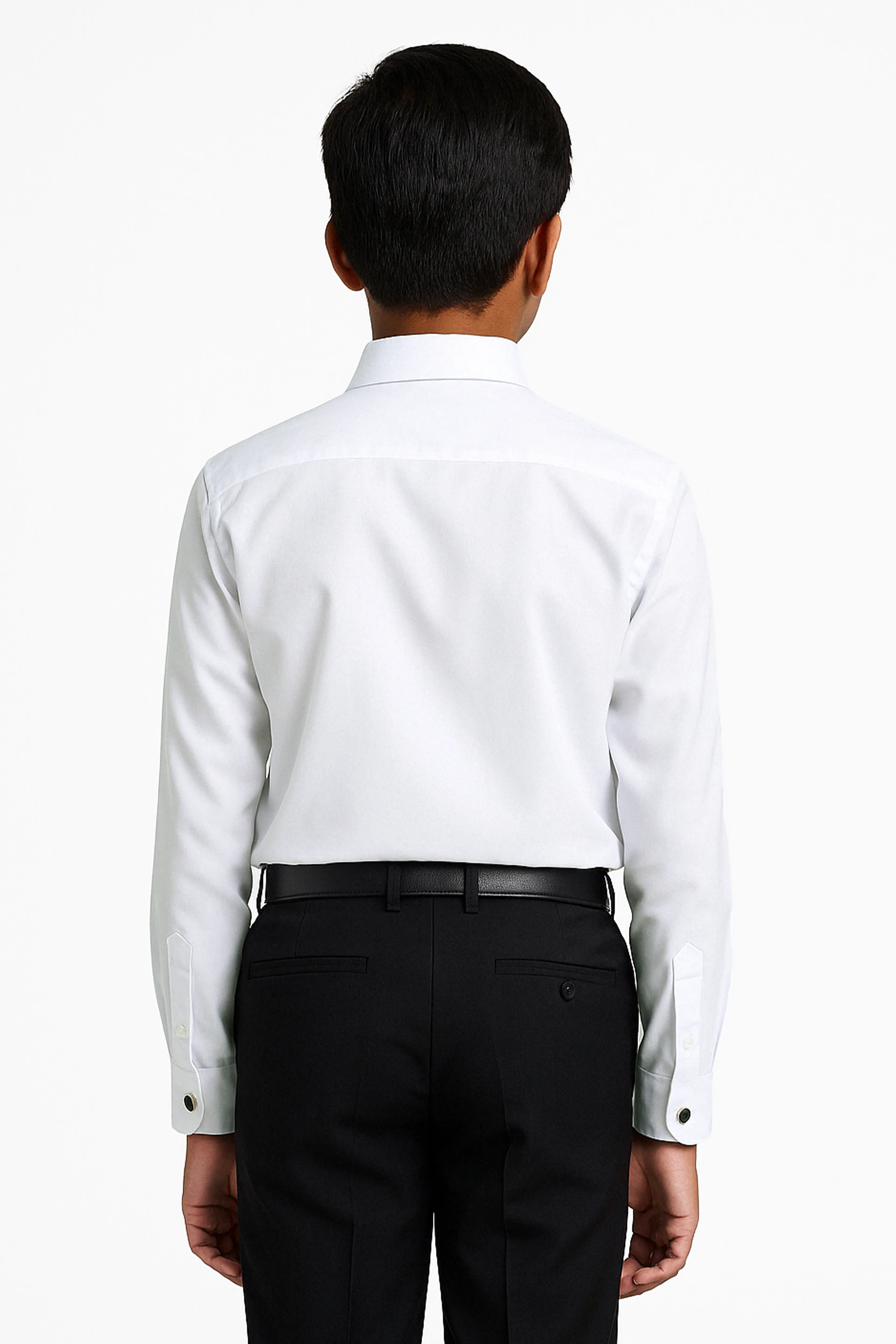 Erkek Çocuk Beyaz Klasik Kol Düğmeli Gömlek