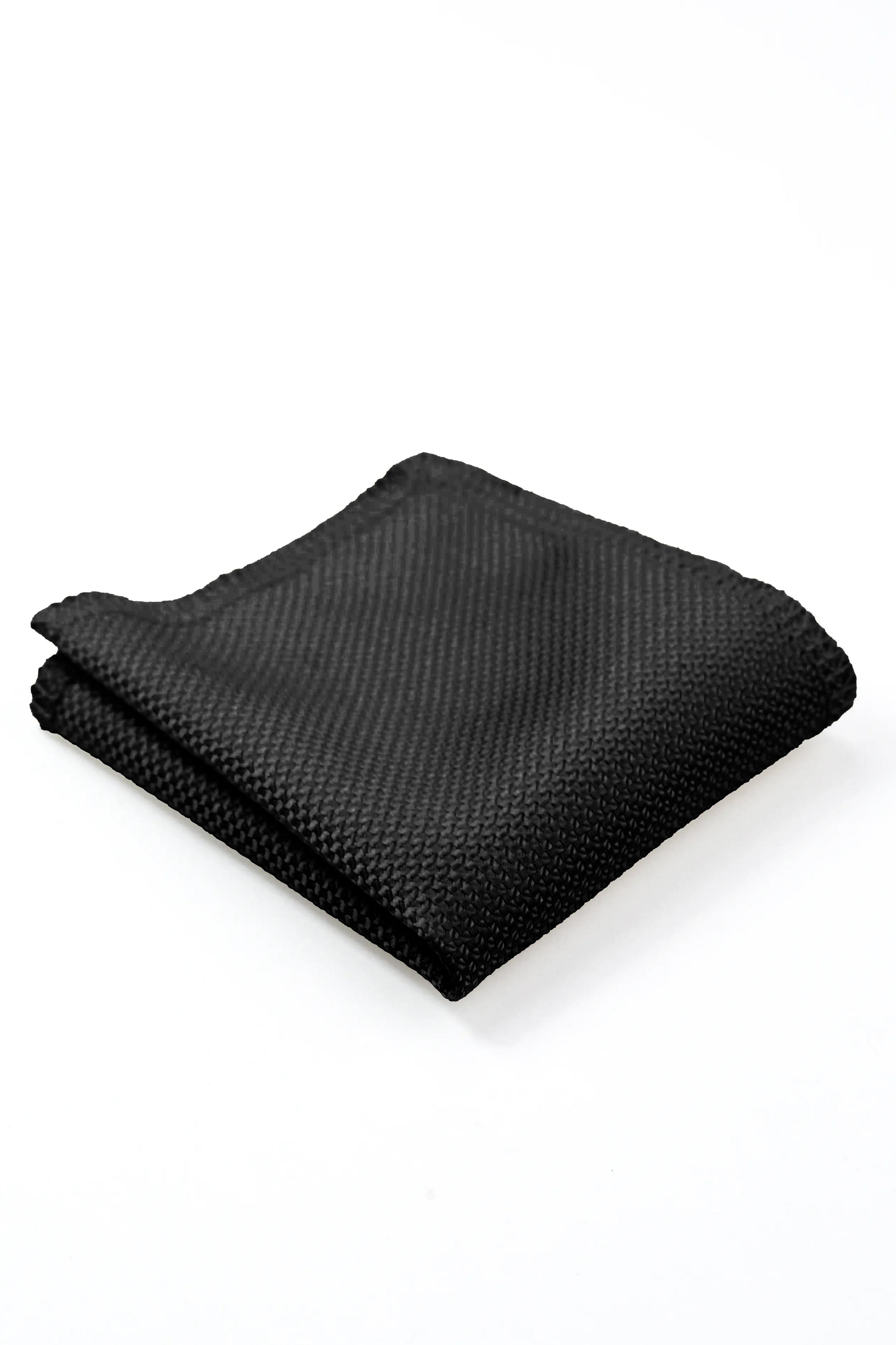 Erkek Çocuk Lastikli Hazır Bağlanmış Kravat ve Mendil Seti | 1-8 Yaş (5x29cm) - Siyah