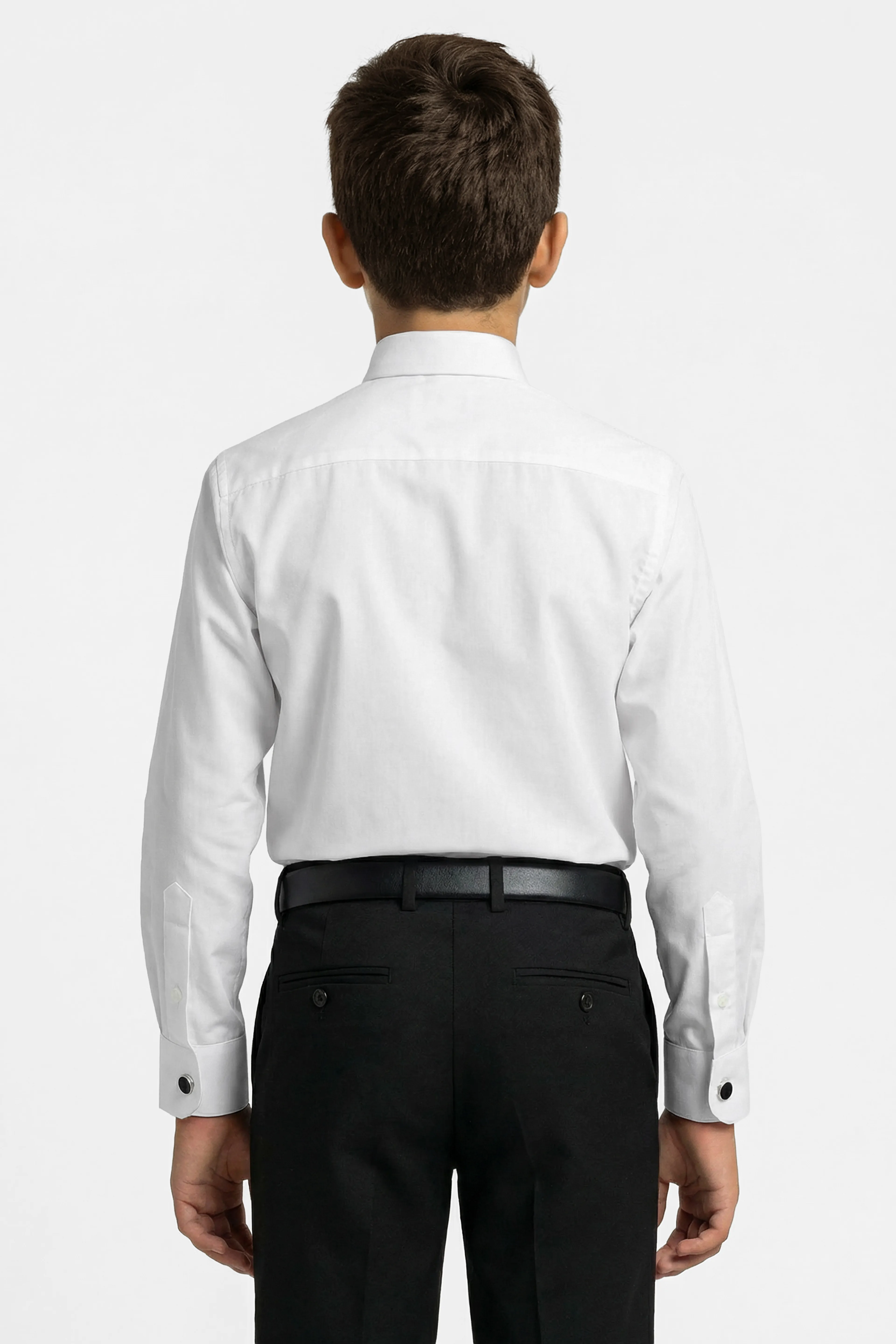 Erkek Çocuk İçin Papyon Yakalı Kol Düğmeli Beyaz Gömlek