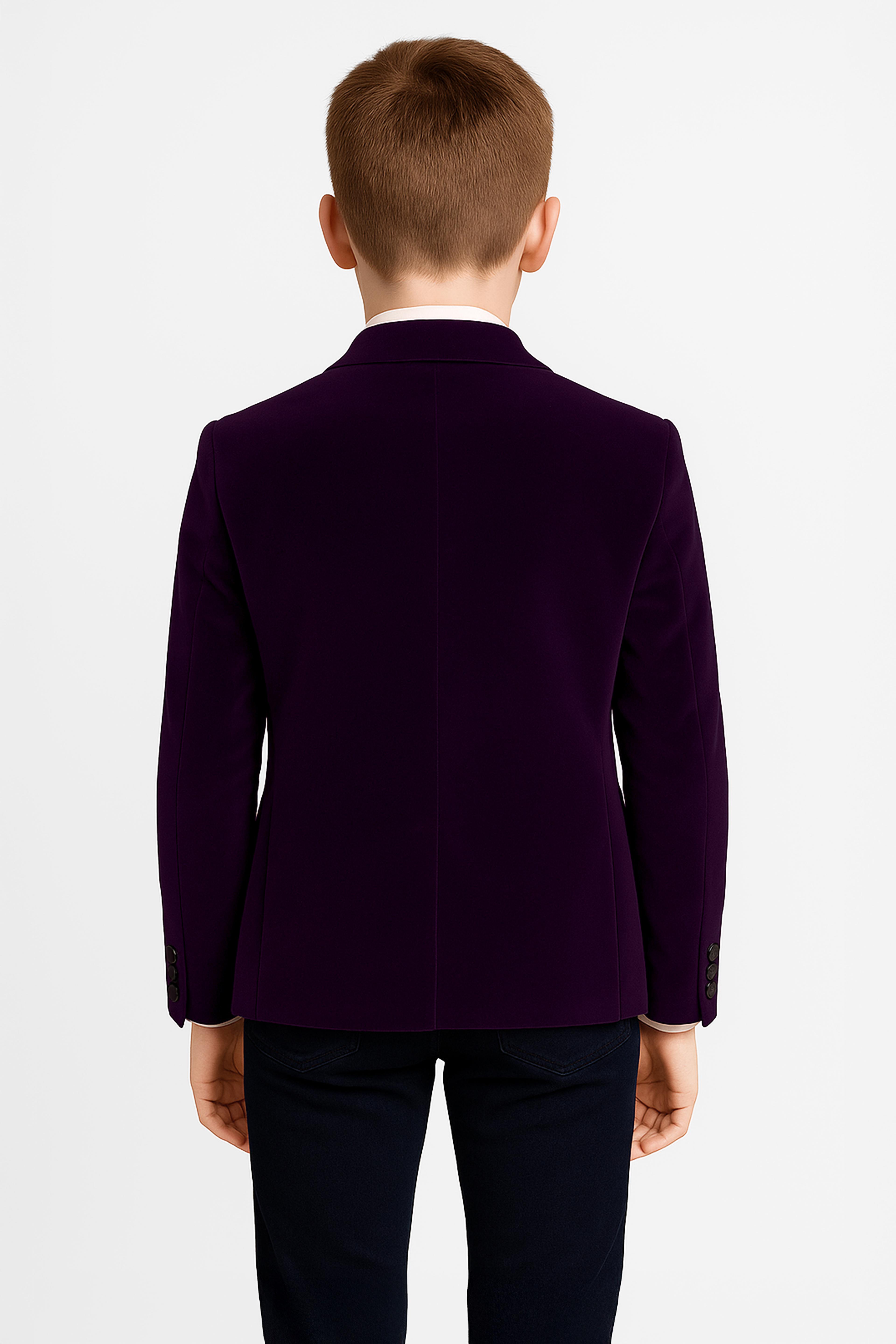 Erkek Çocuk Kadife Tek Blazer Ceket - Mor