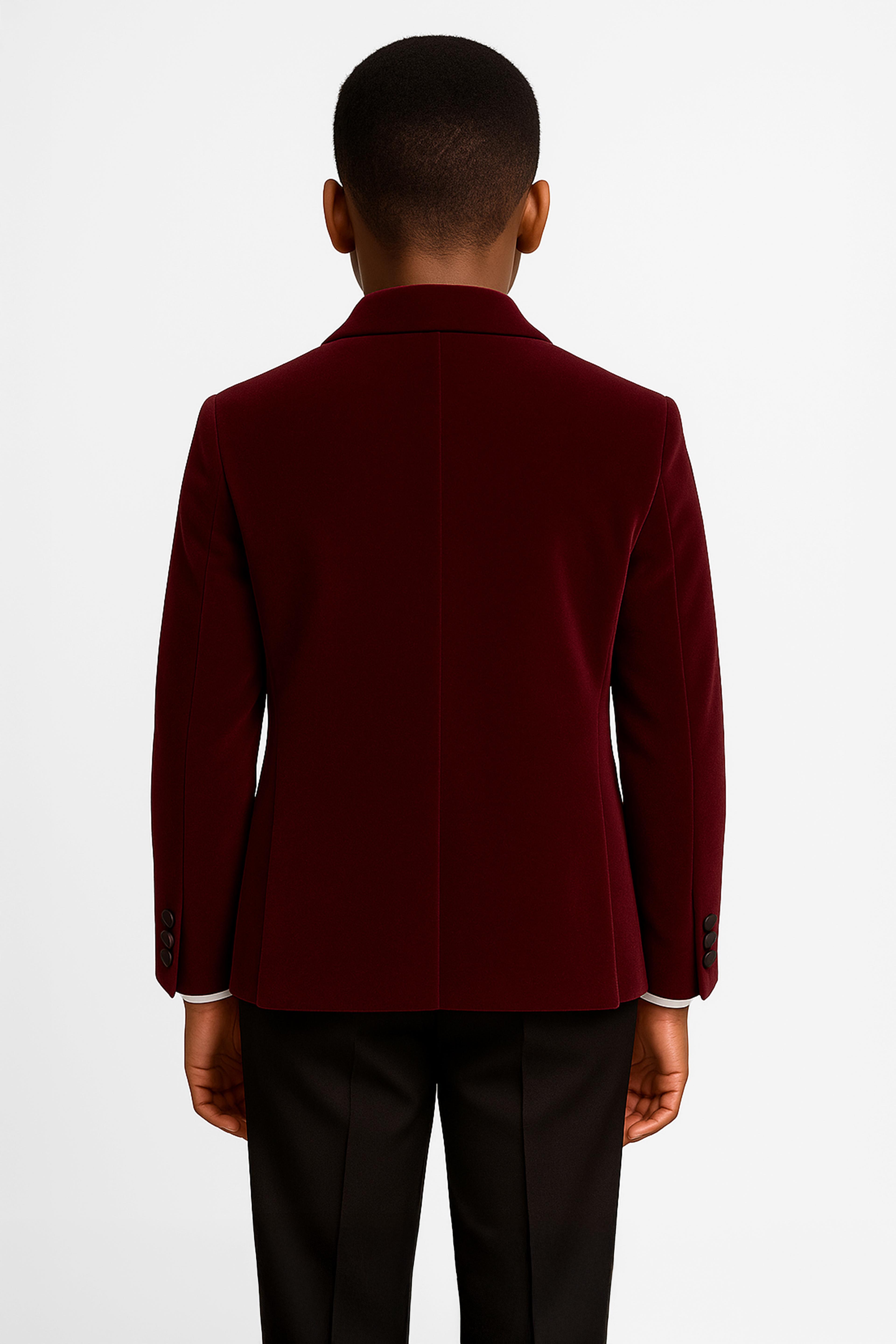 Erkek Çocuk Kadife Damatlık Blazer Ceket  - Bordo
