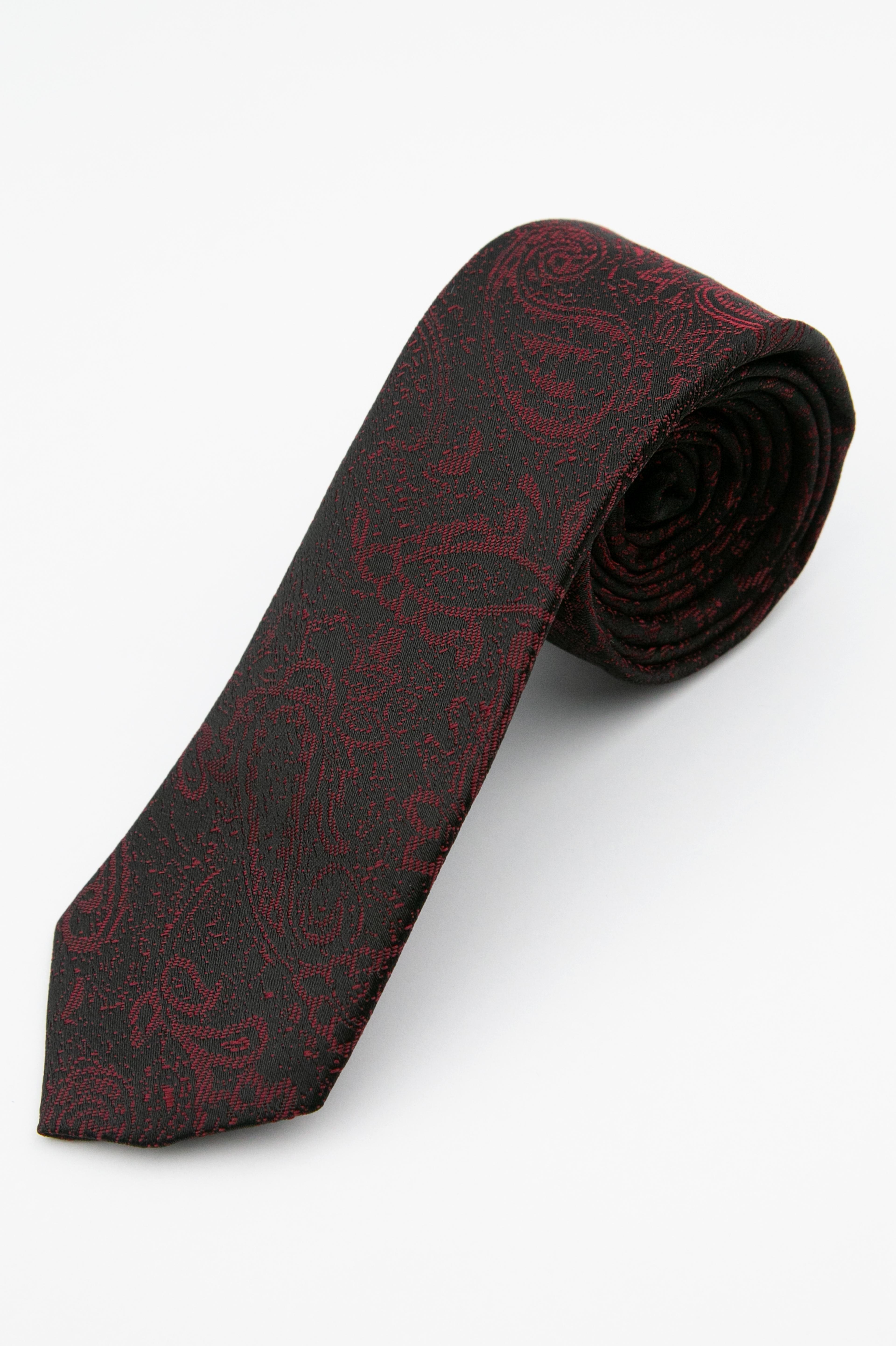 Erkek Çocuk Kravat ve Mendil Seti – Desenli, Klasik ve Modern Tarz – 2-13 Yaş – 110x5cm - Bordo