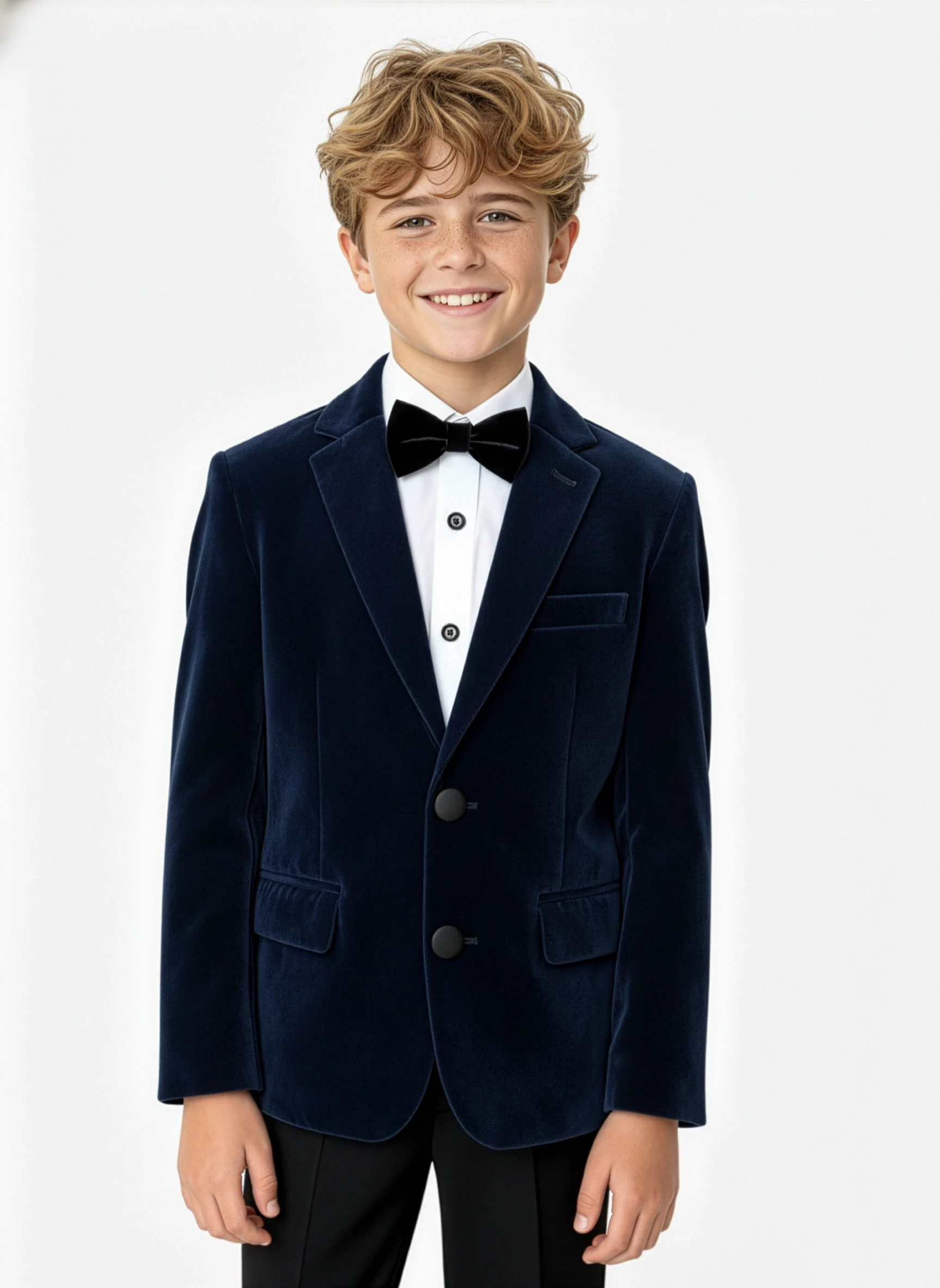 Erkek Çocuk Kadife Damatlık Blazer Ceket  - Lacivert