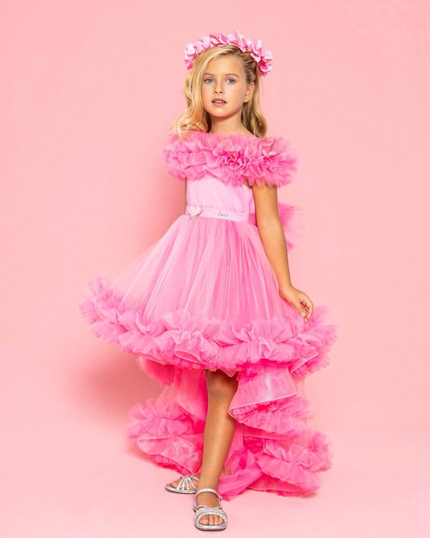 4-8 Yaş Kız Çocuklar İçin Prenses Kuyruklu Barbie Elbise - Şık Çocuk Parti Kıyafeti