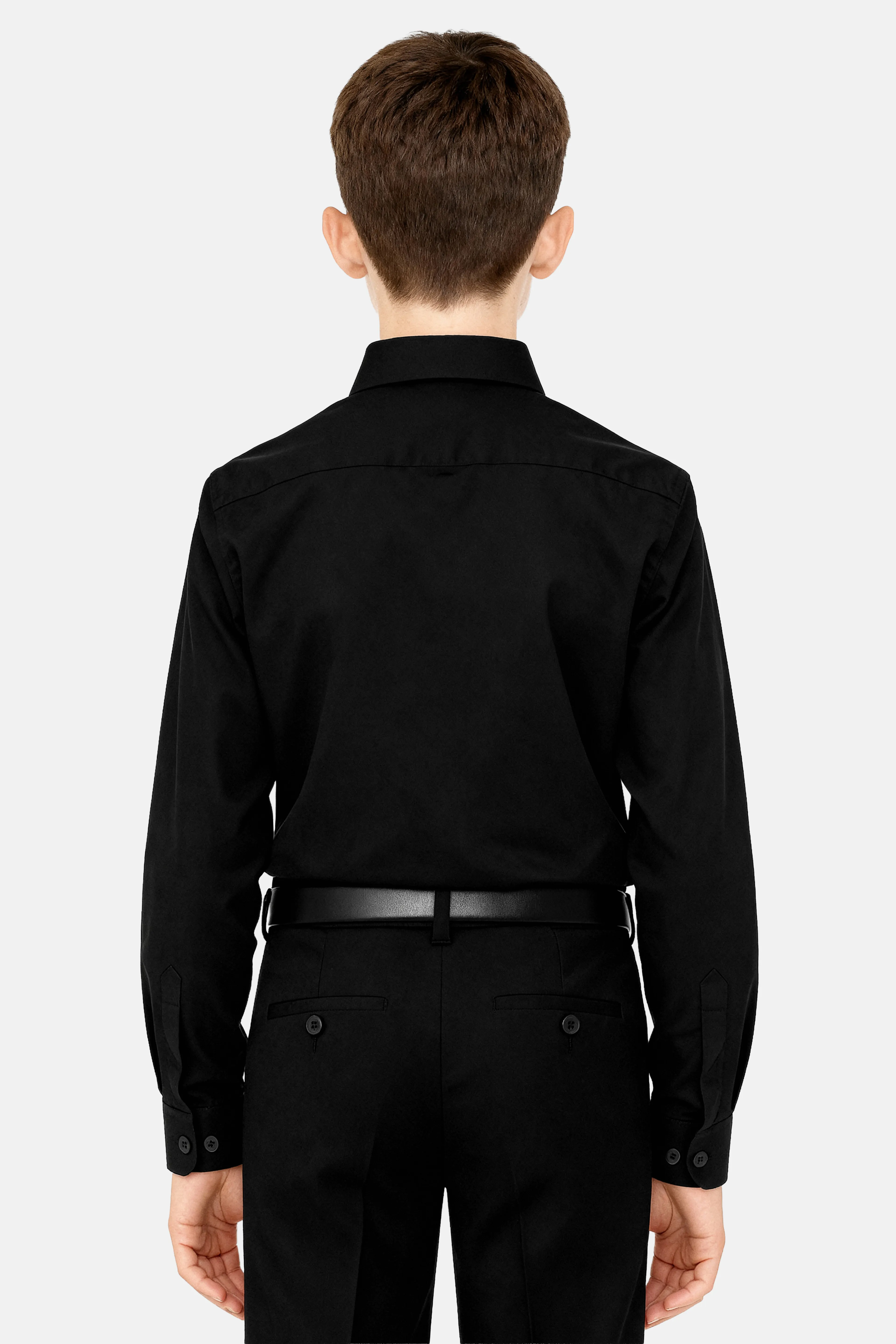 Erkek Çocuk Düz Yaka Klasik Siyah Gömlek