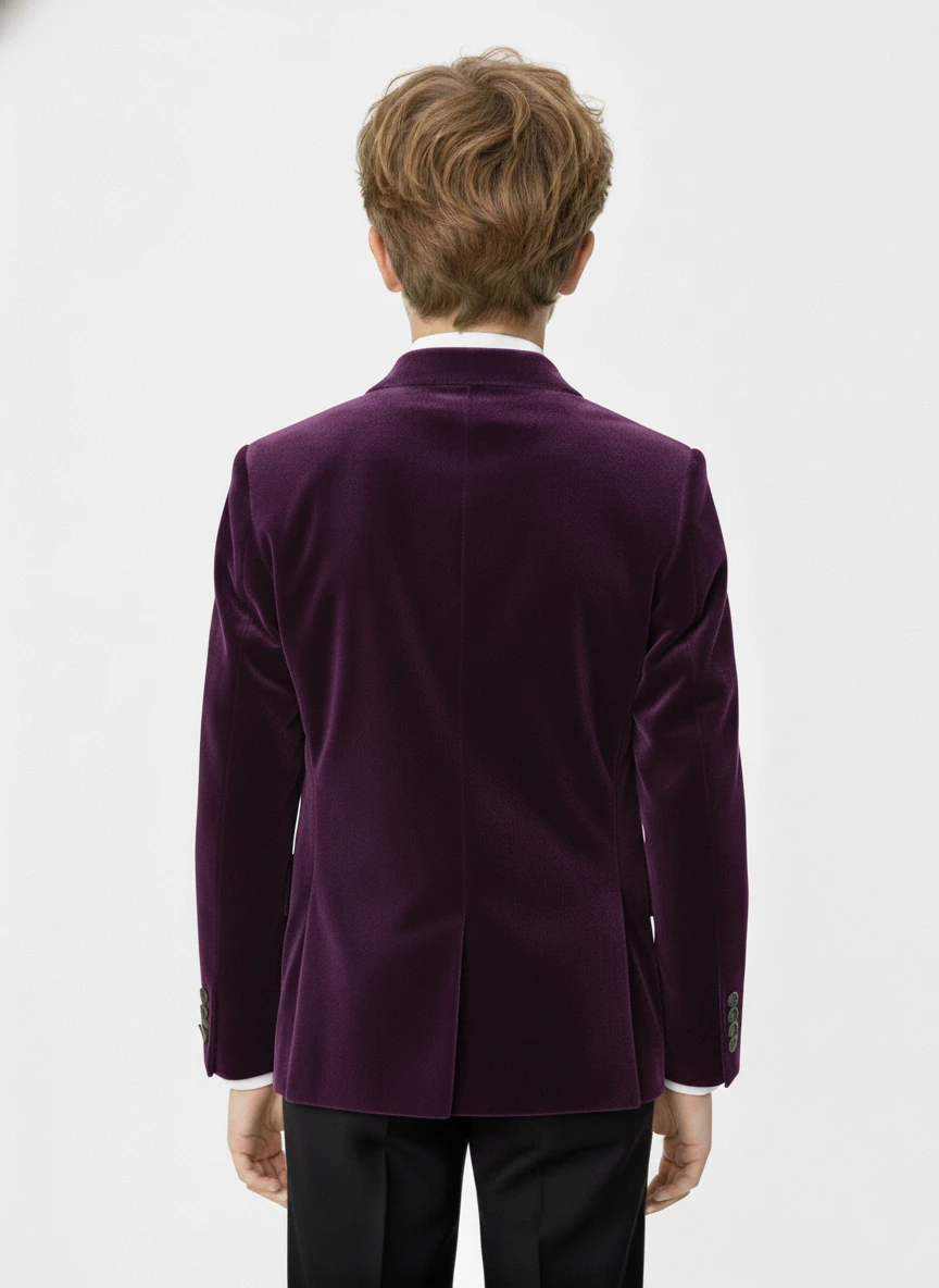 Erkek Çocuk Kadife Tek Blazer Ceket - Mor