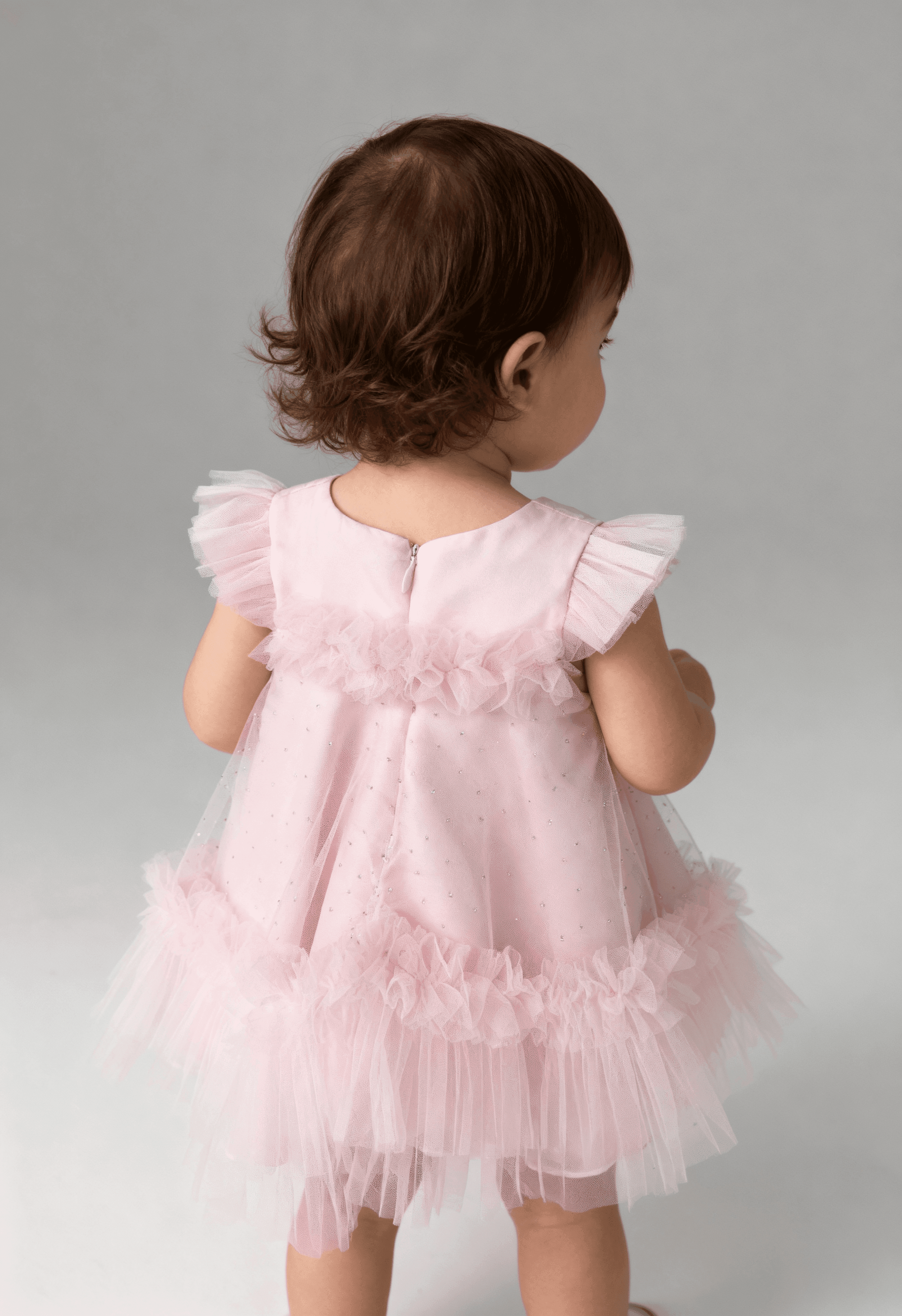  Kız Bebek Özel Gün Abiye Elbisesi Saç Bantlı –( 6-24 Ay) - Pembe