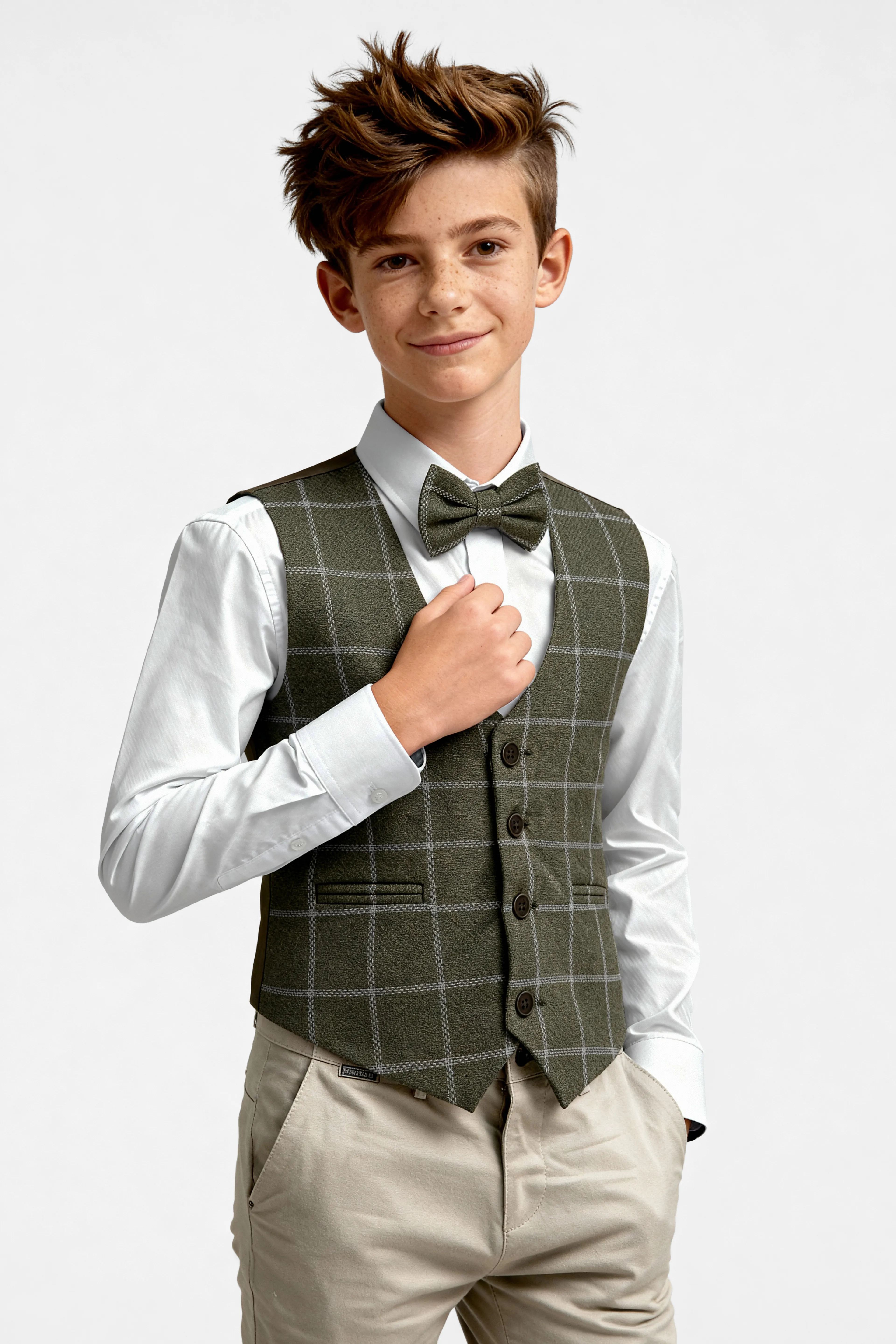 Erkek Çocuk Kaşe Tek Yelek - Yeşil