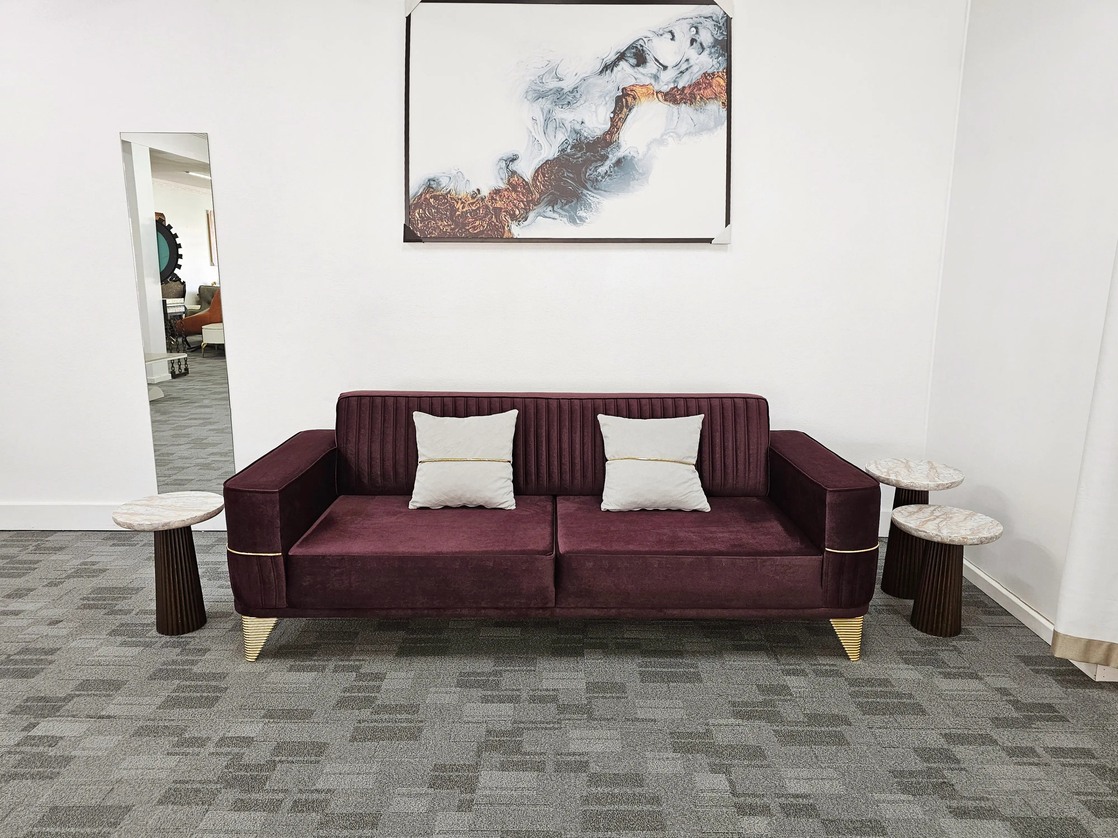 Silver 3-Seater Purple Sofa Bed