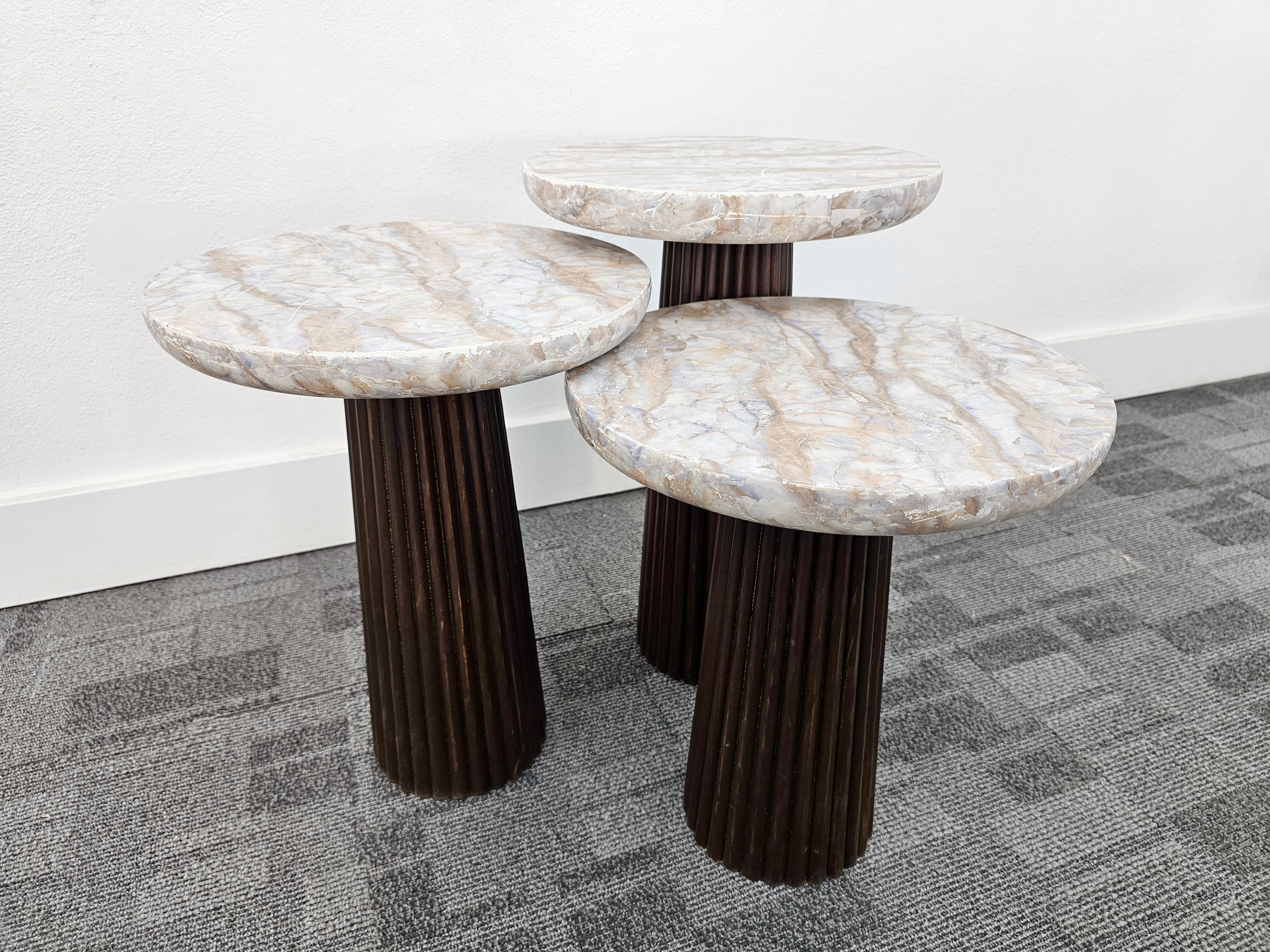 Yel-Mushroom Side Table 3-Pieces Set
