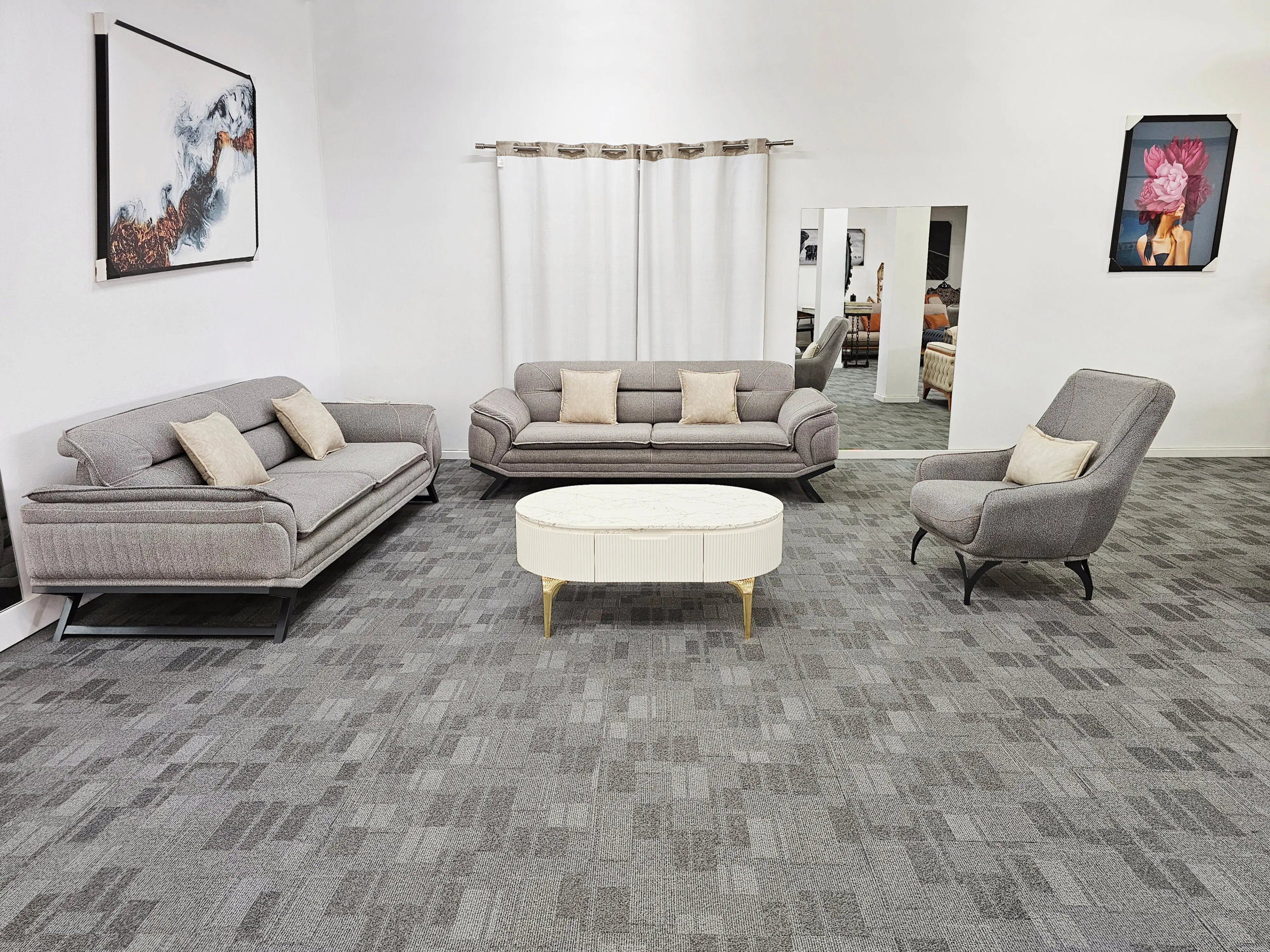 MILANO- Grey Linen Sofa Set