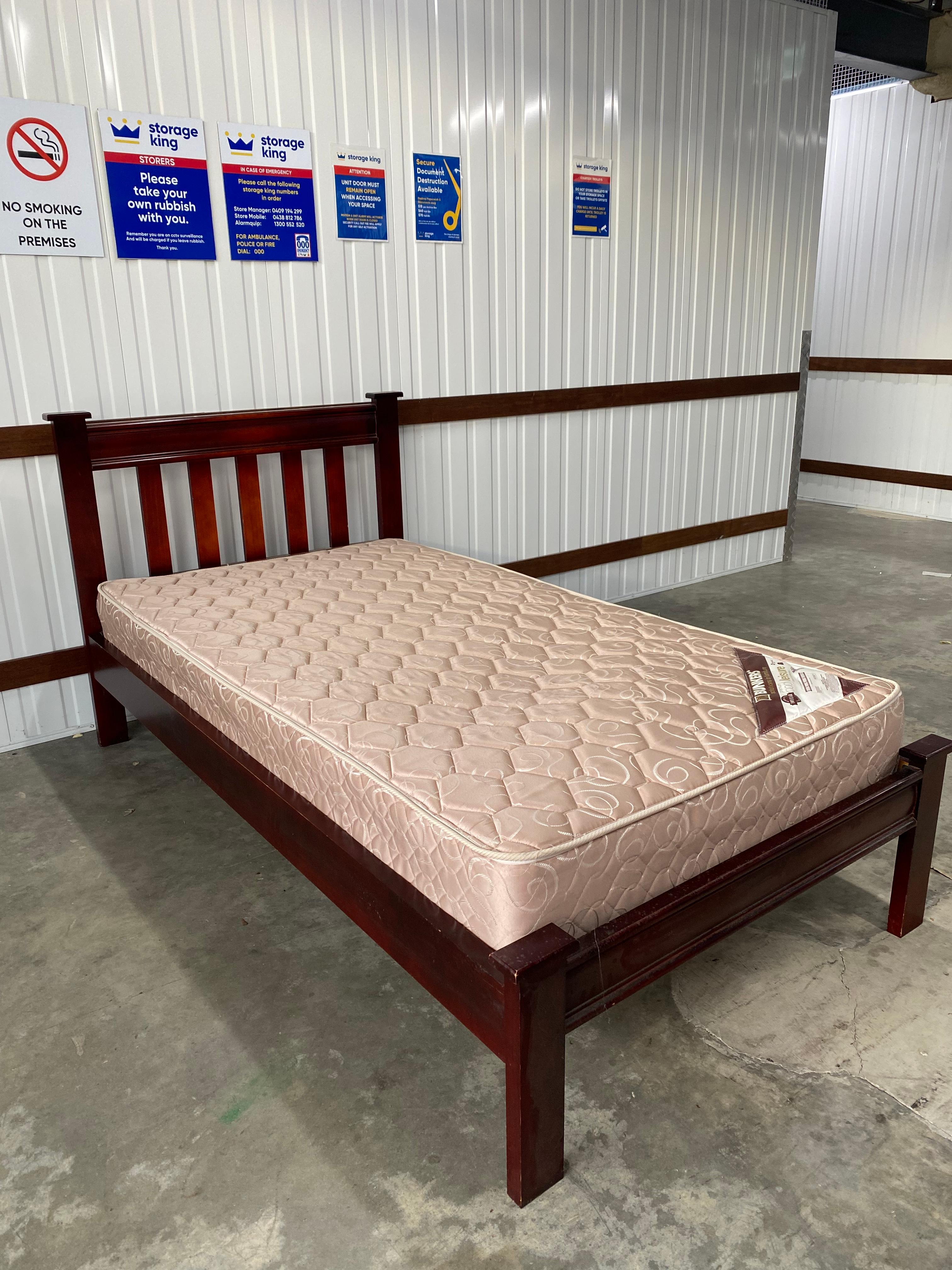 King Single Bed Frame and Pink Mattress
