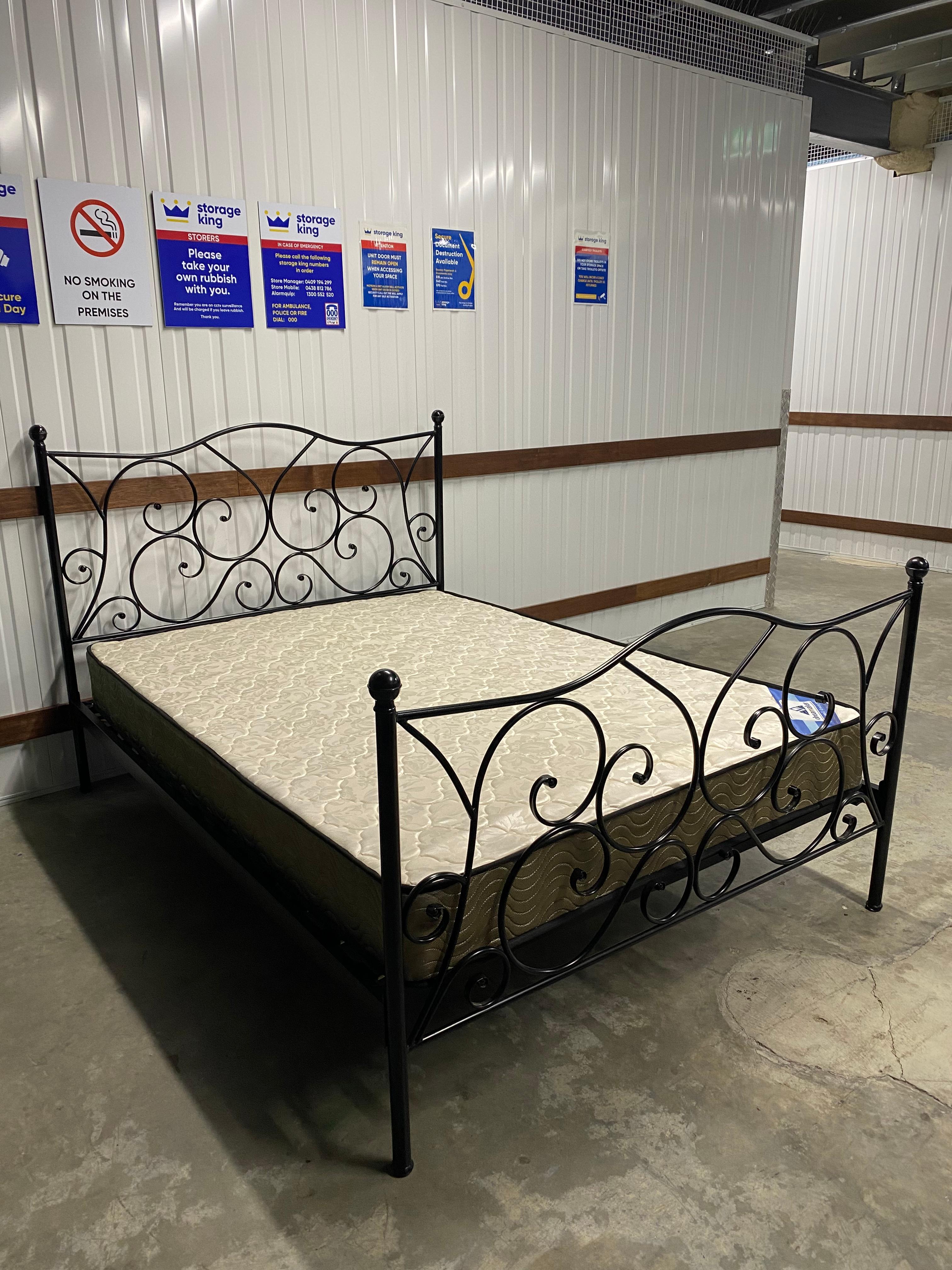Second Hand Iron Double Bed and Mattress