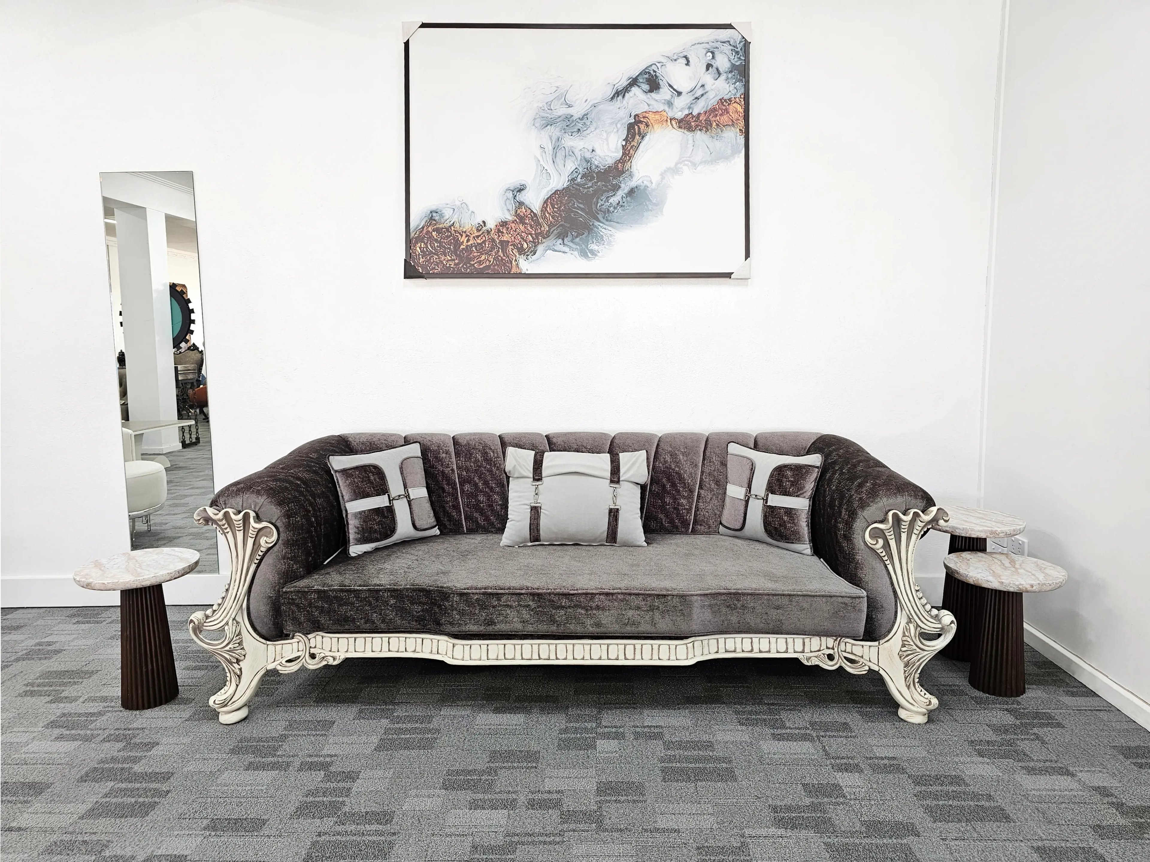 Mel- Hand Carved 3-Seater Vintage Sofa