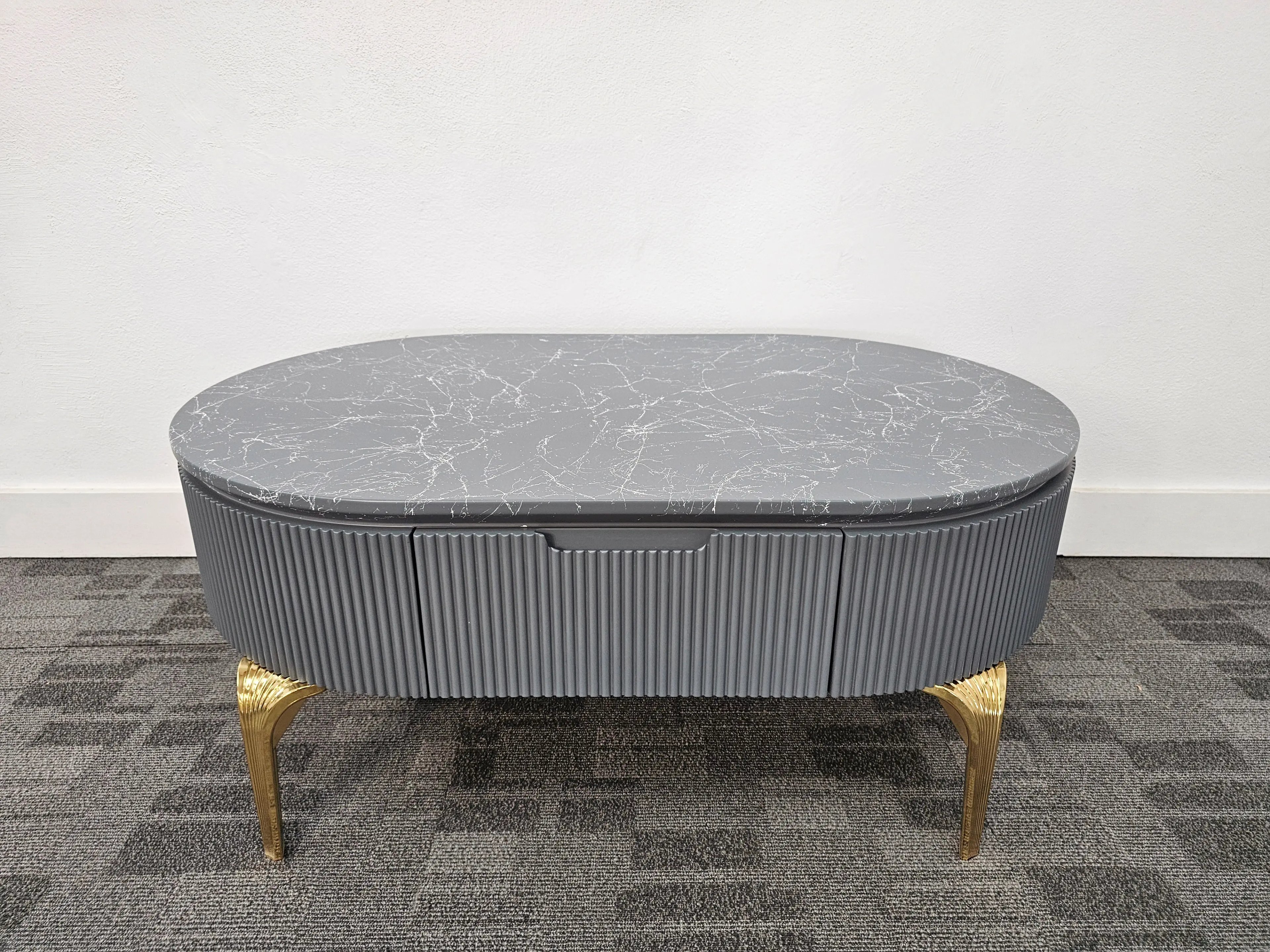 Roun- Oval Coffee Table with Storage