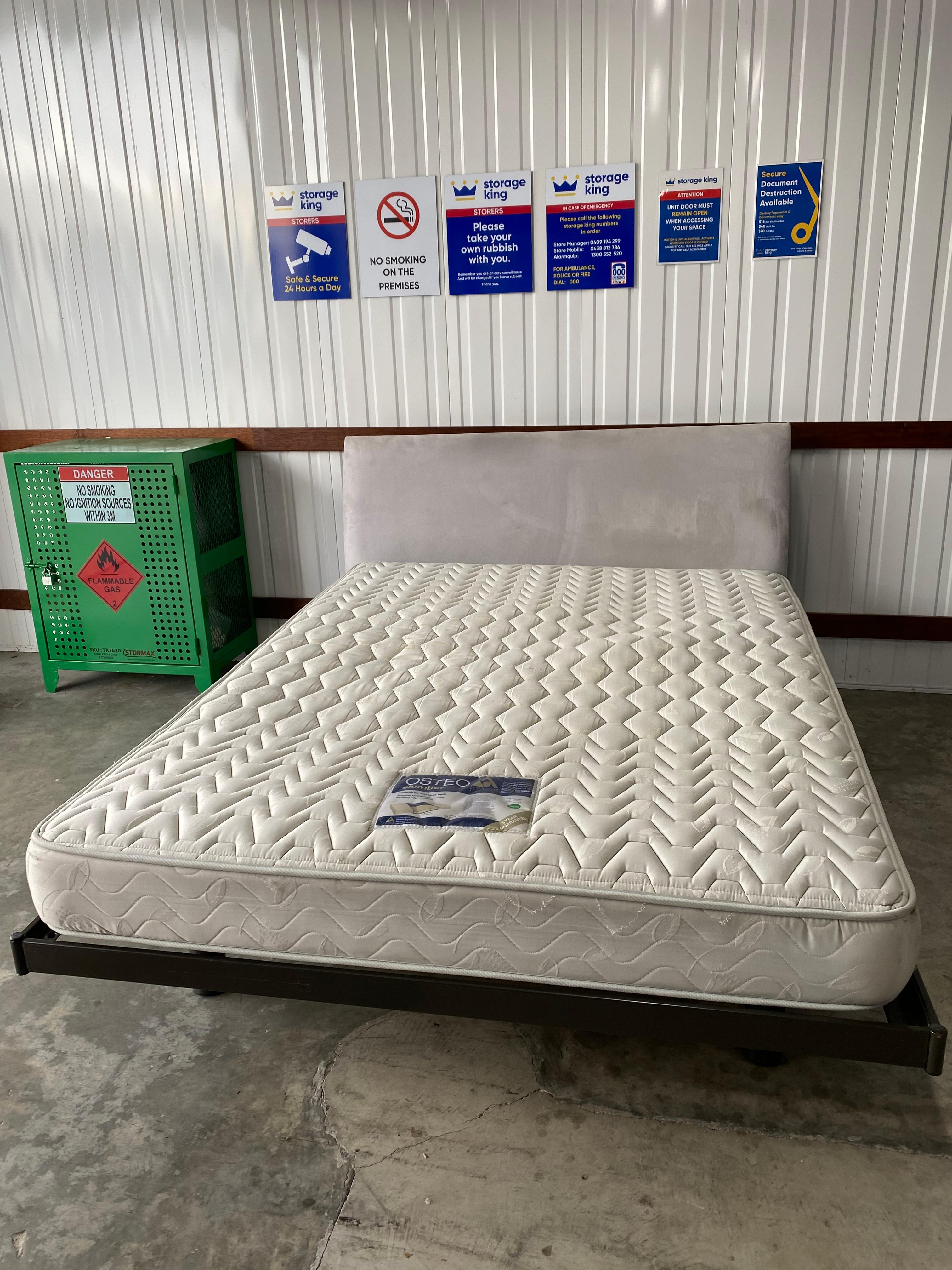 Queen Fabric Bed Frame and Mattress