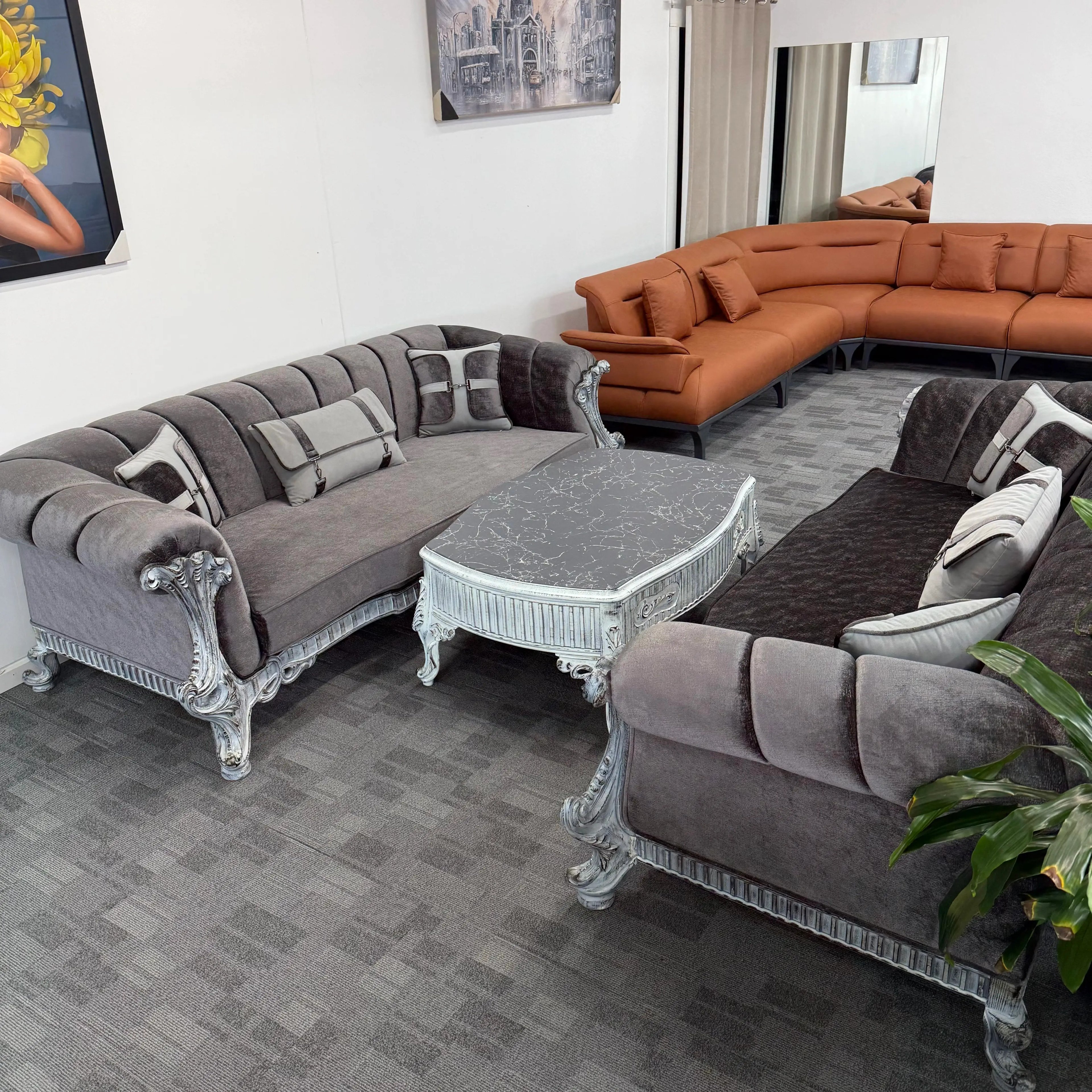 Classico- Hand Carved Vintage-Style Sofa Set