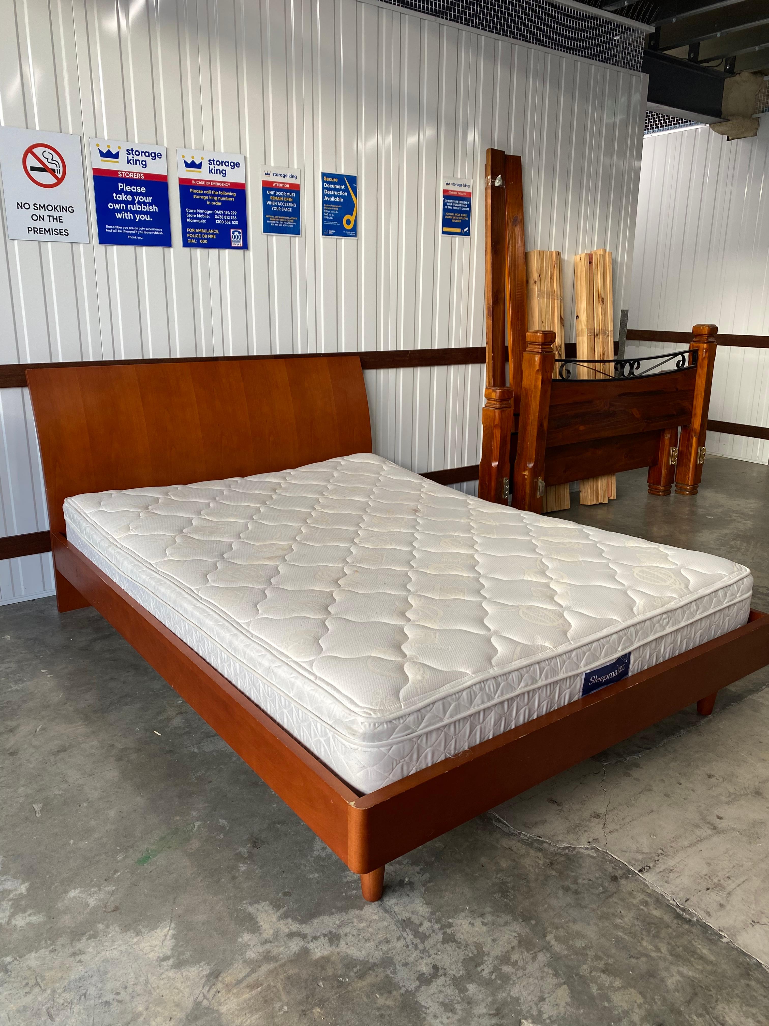 Queen Brown Bed Frame and Mattress