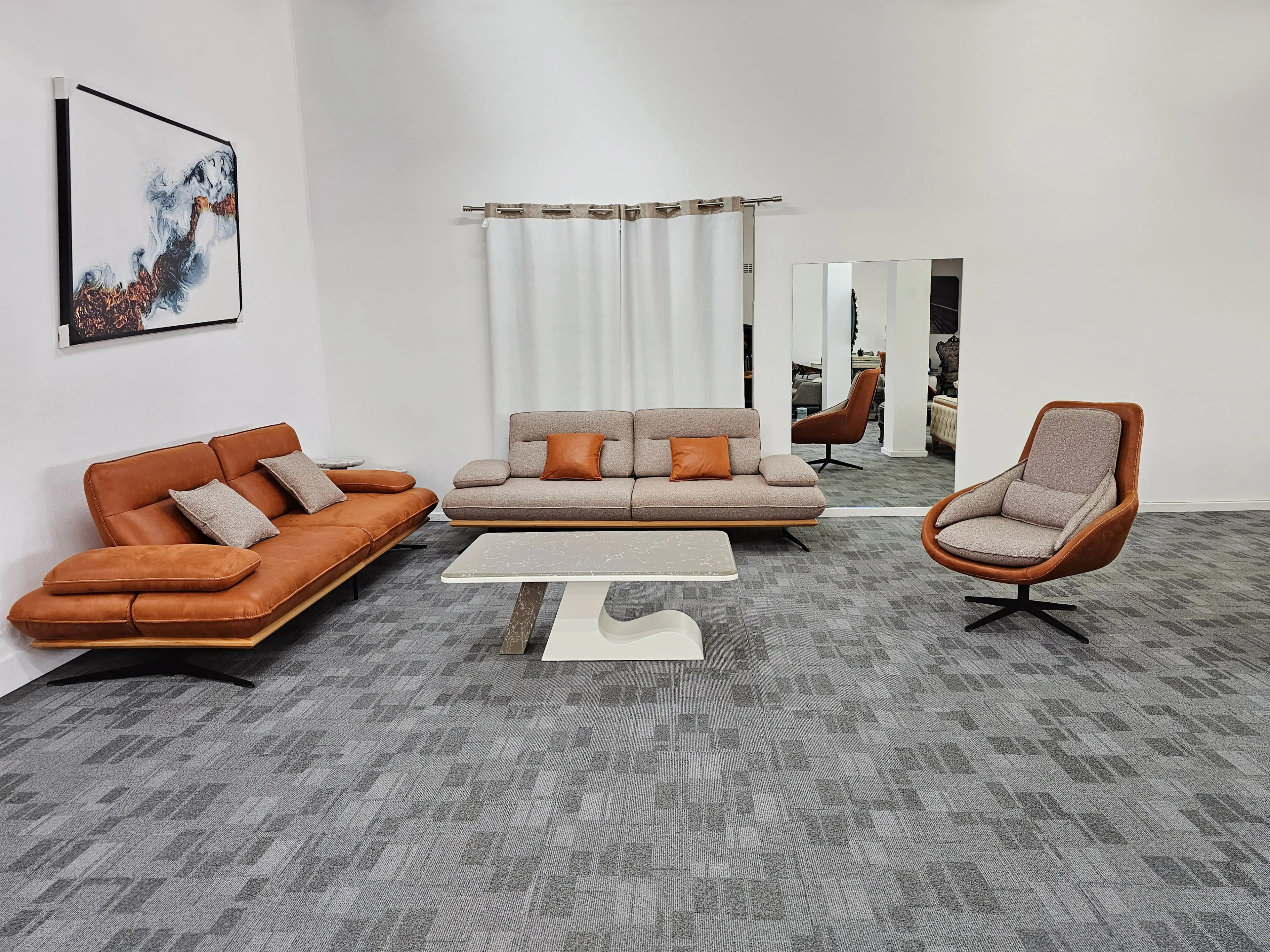 Royal- Cream and Orange Sofa Set