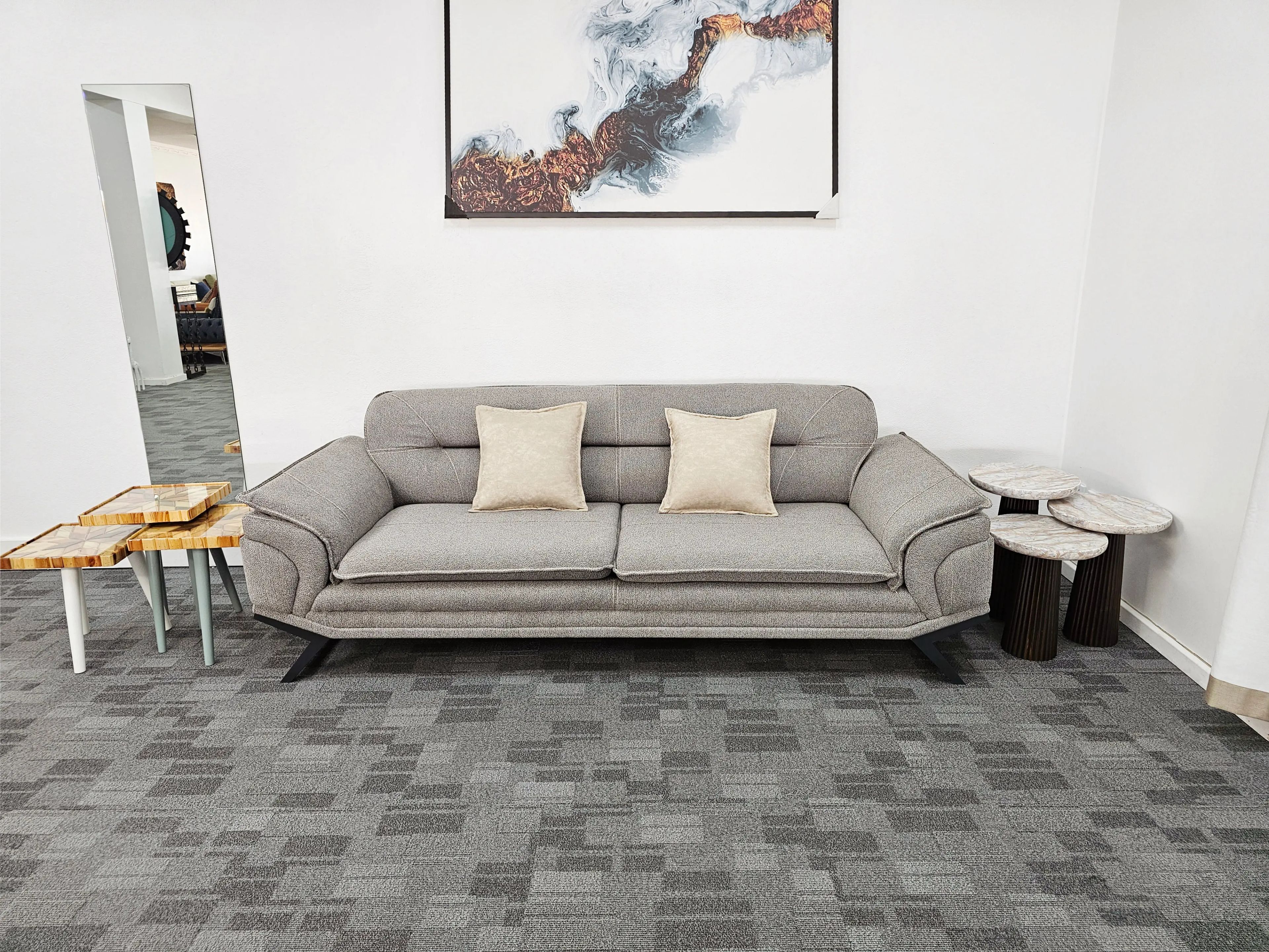 MILANO- Grey 3-Seater Linen Sofa Bed