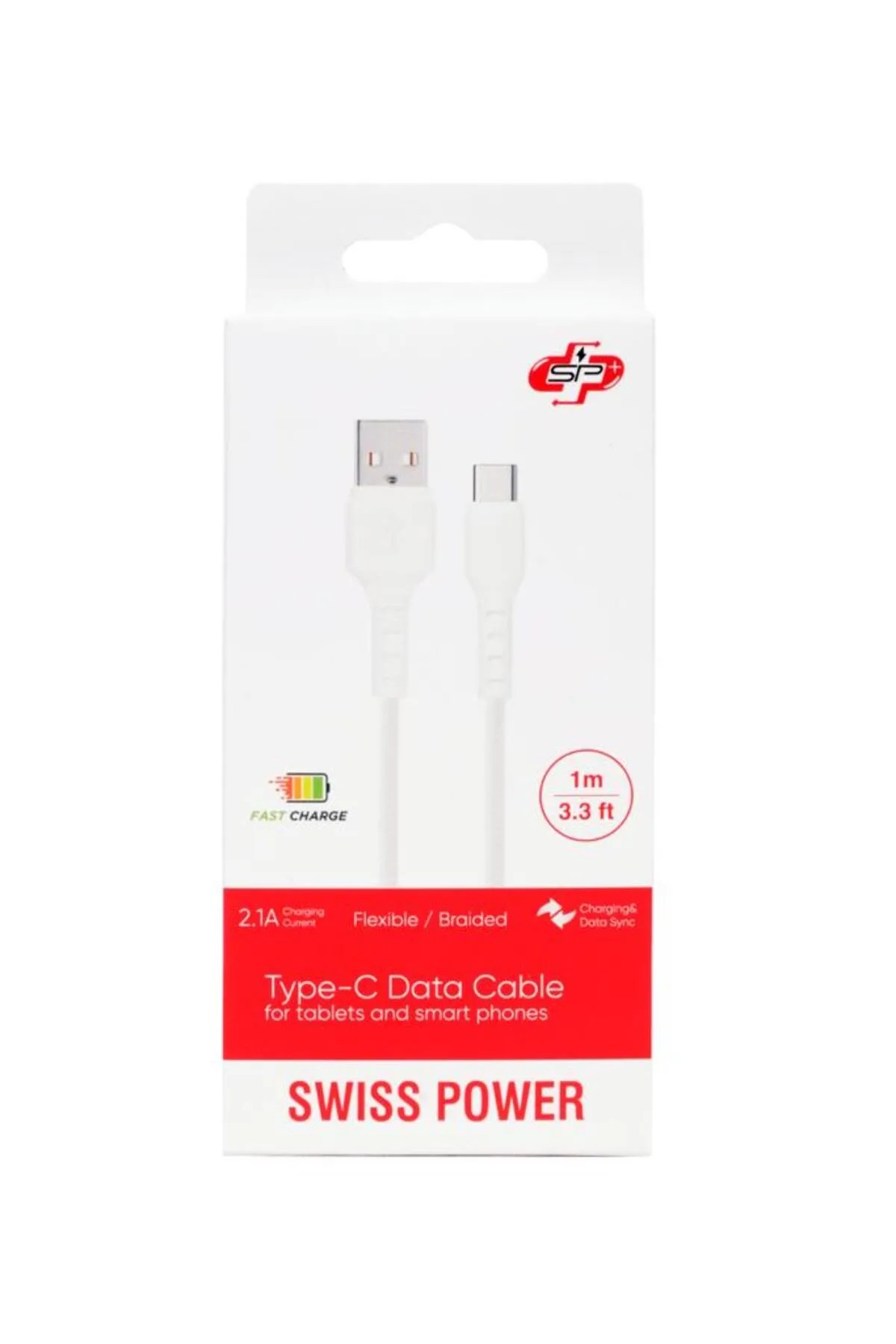 Swiss Power Micro Data USB Kablo. 1 metre örgülü hızlı şarj kablosu 2.1 Amper