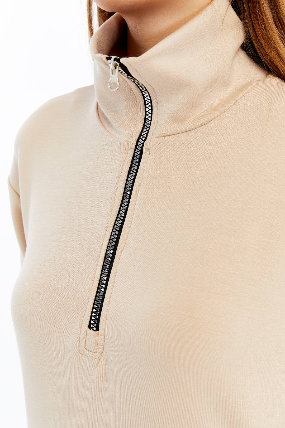 Kadın Sweatshirt Fermuarlı Dik Yaka